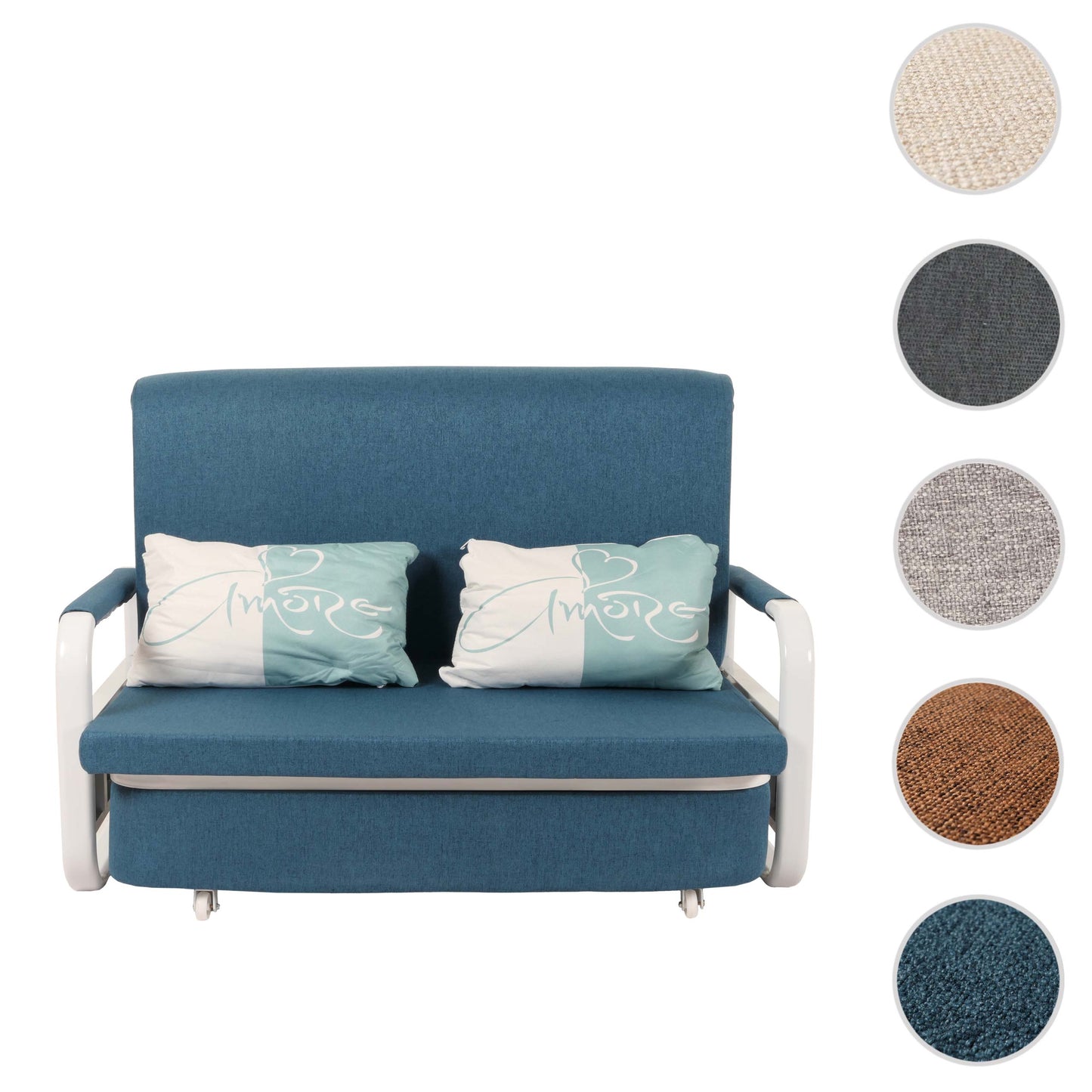 Slaapbank MCW-M83, slaapbank bank, slaapfunctie bedstee ligoppervlak, 130x185cm ~ stof/textiel donkerblauw