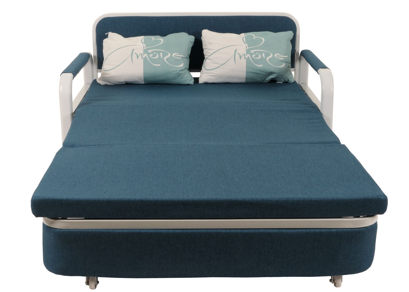 Slaapbank MCW-M83, slaapbank bank, slaapfunctie bedstee ligoppervlak, 130x185cm ~ stof/textiel donkerblauw