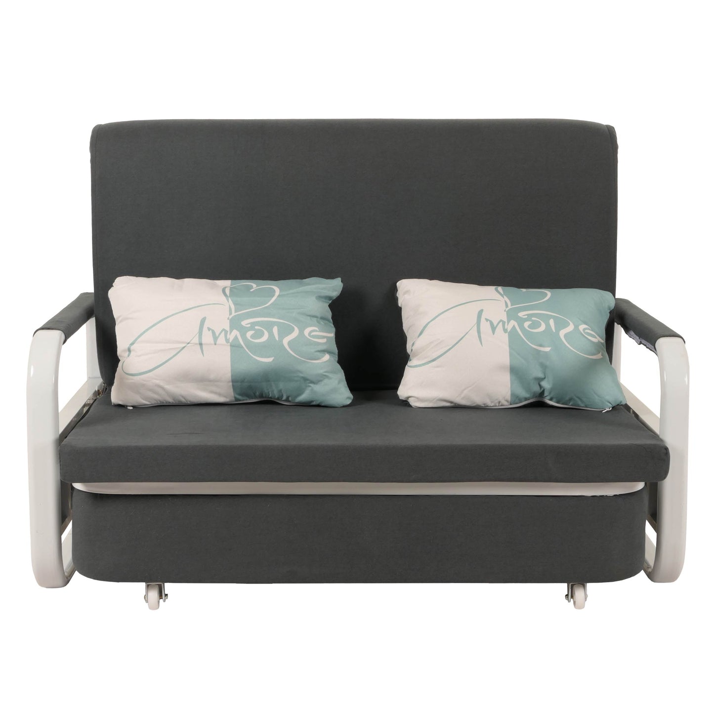 Slaapbank MCW-M83, slaapbank bank, slaapfunctie bedstee ligoppervlak, 130x185cm ~ stof/textiel donkergrijs