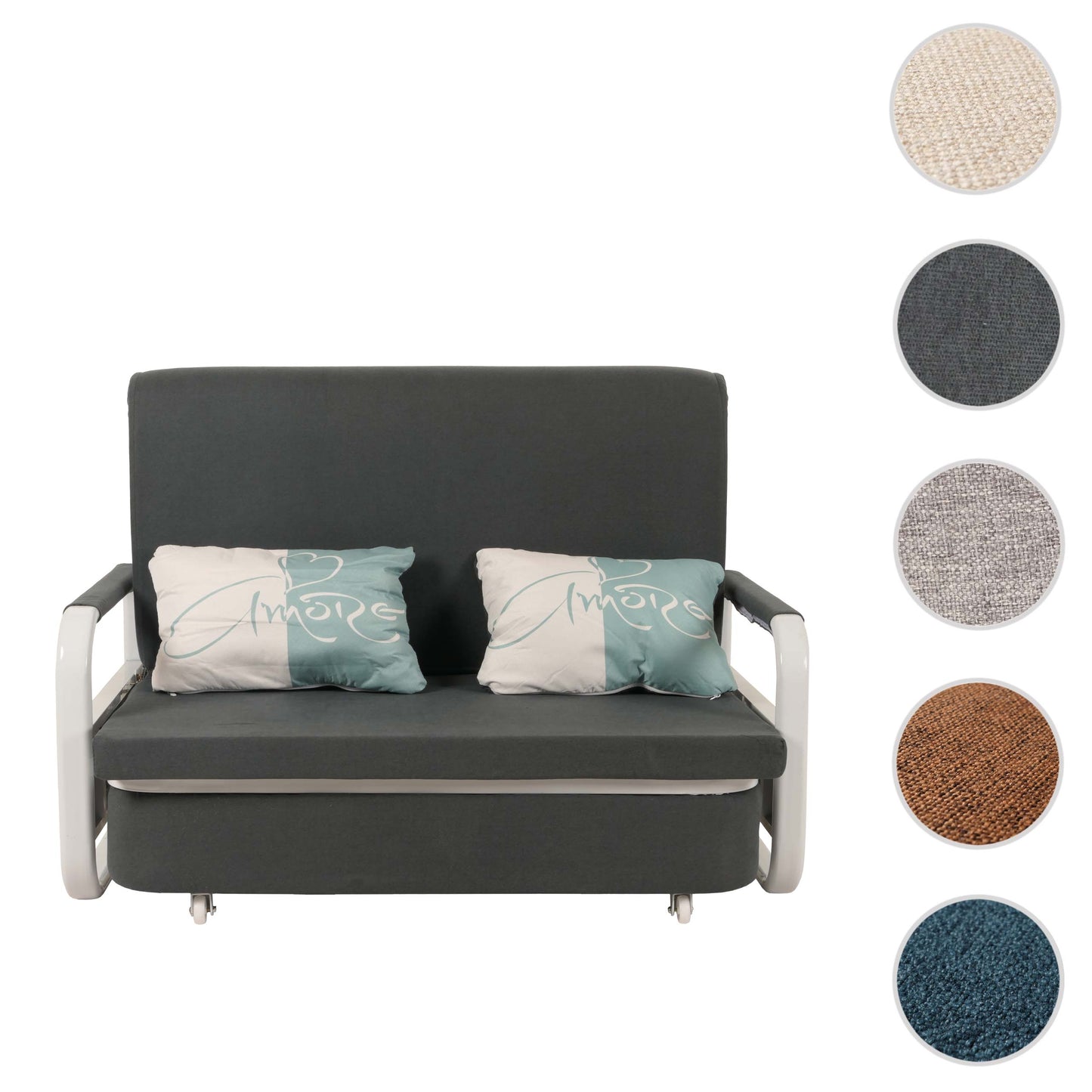 Slaapbank MCW-M83, slaapbank bank, slaapfunctie bedstee ligoppervlak, 130x185cm ~ stof/textiel donkergrijs
