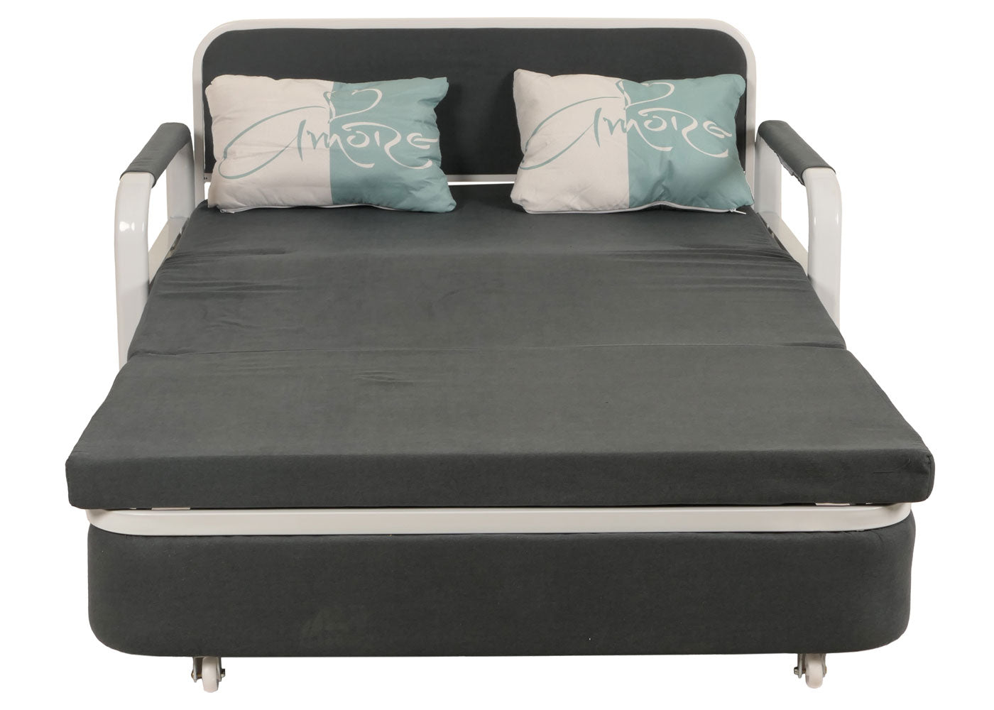 Slaapbank MCW-M83, slaapbank bank, slaapfunctie bedstee ligoppervlak, 130x185cm ~ stof/textiel donkergrijs