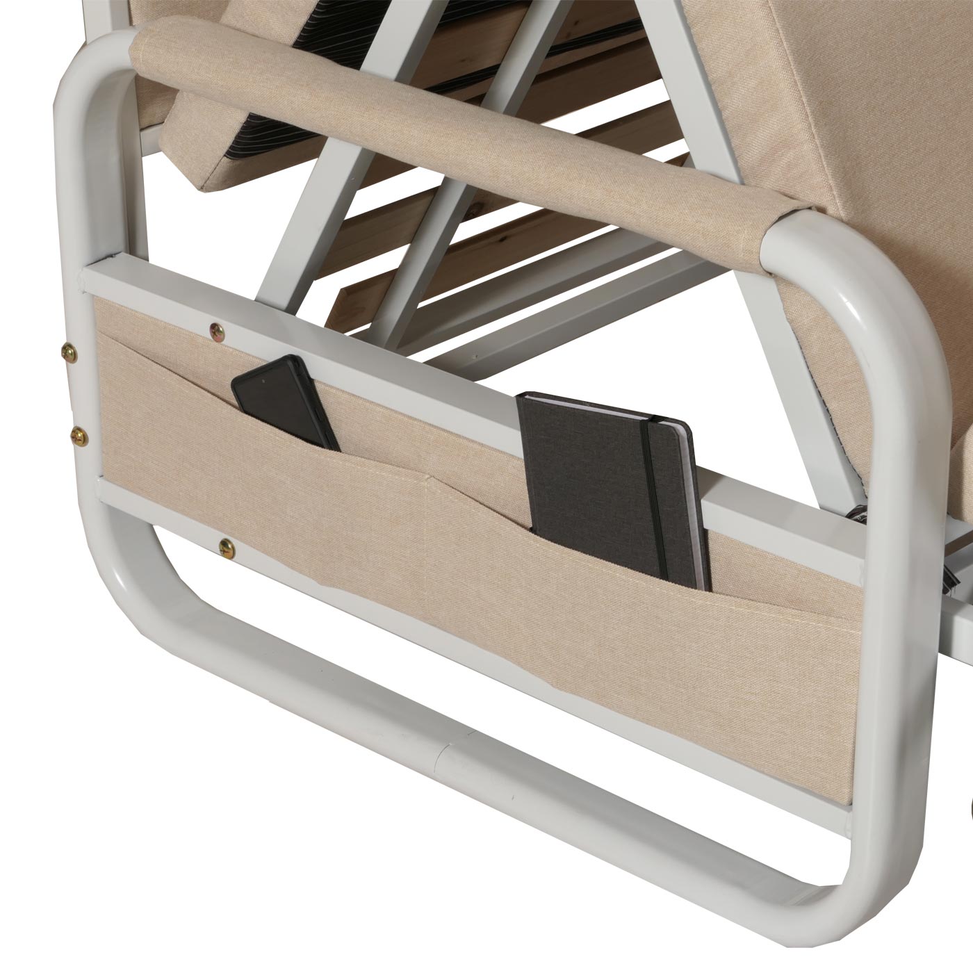 Slaapbank MCW-M83, slaapbank bank, slaapfunctie bedstee ligoppervlak, 190x185cm ~ stof/textiel beige