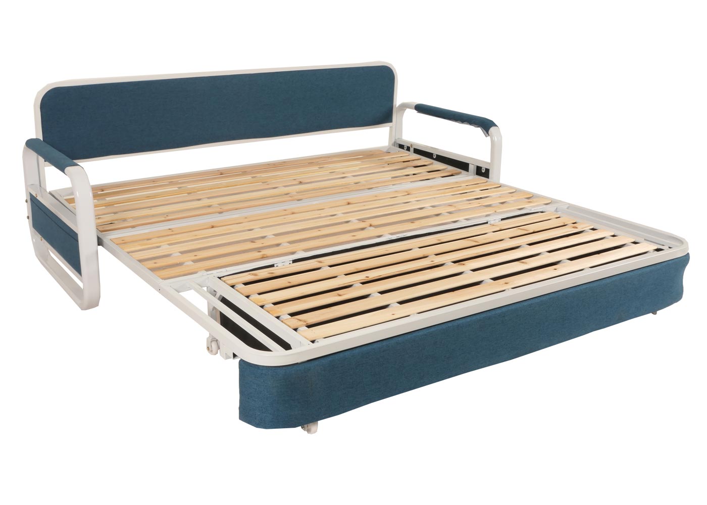 Slaapbank MCW-M83, slaapbank bank, slaapfunctie bedstee ligoppervlak, 190x185cm ~ stof/textiel donkerblauw