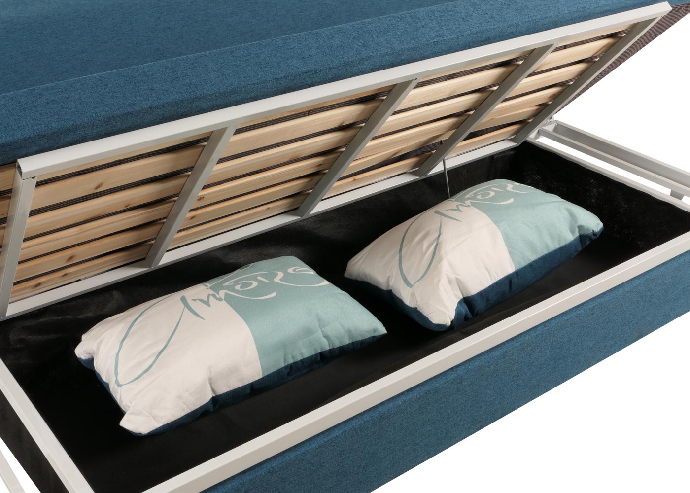 Slaapbank MCW-M83, slaapbank bank, slaapfunctie bedstee ligoppervlak, 190x185cm ~ stof/textiel donkerblauw