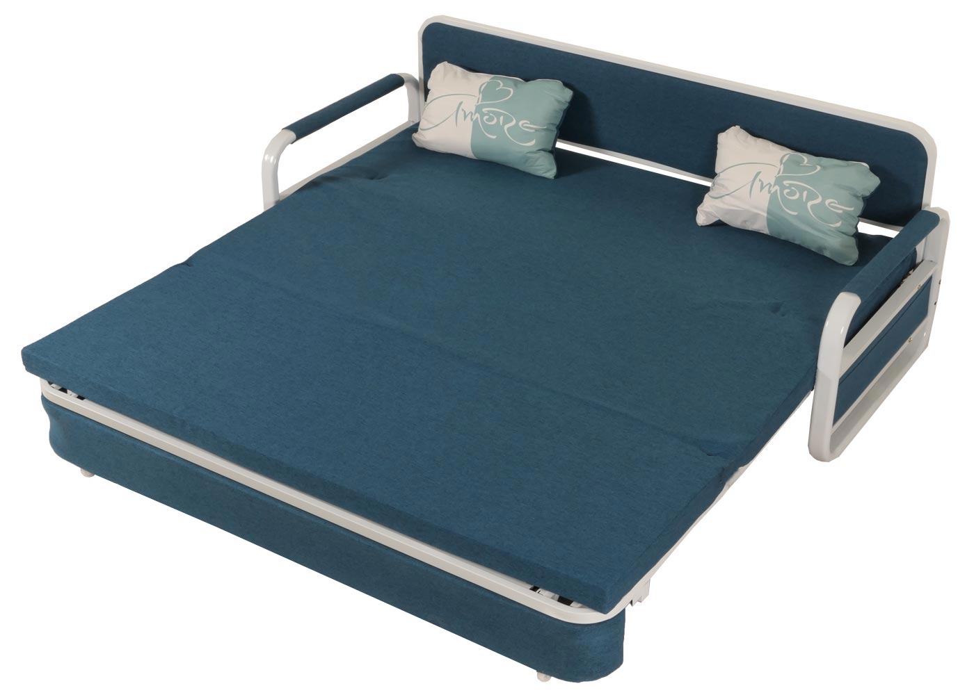 Slaapbank MCW-M83, slaapbank bank, slaapfunctie bedstee ligoppervlak, 190x185cm ~ stof/textiel donkerblauw