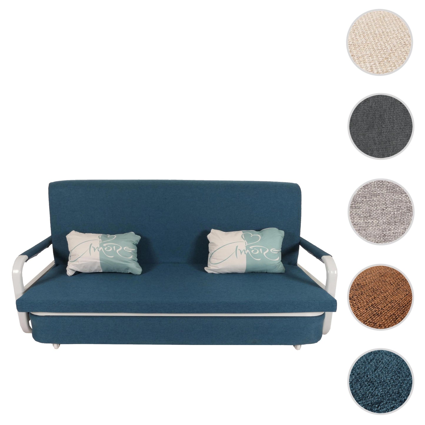 Slaapbank MCW-M83, slaapbank bank, slaapfunctie bedstee ligoppervlak, 190x185cm ~ stof/textiel donkerblauw