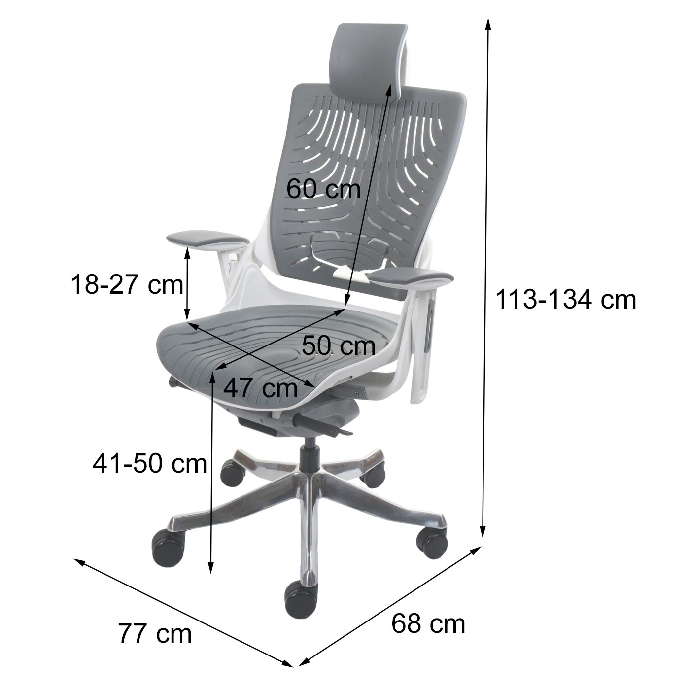 Bureaustoel MERRYFAIR Wau 2b, bureaustoel draaistoel, harde kuip, ergonomisch ~ grijs