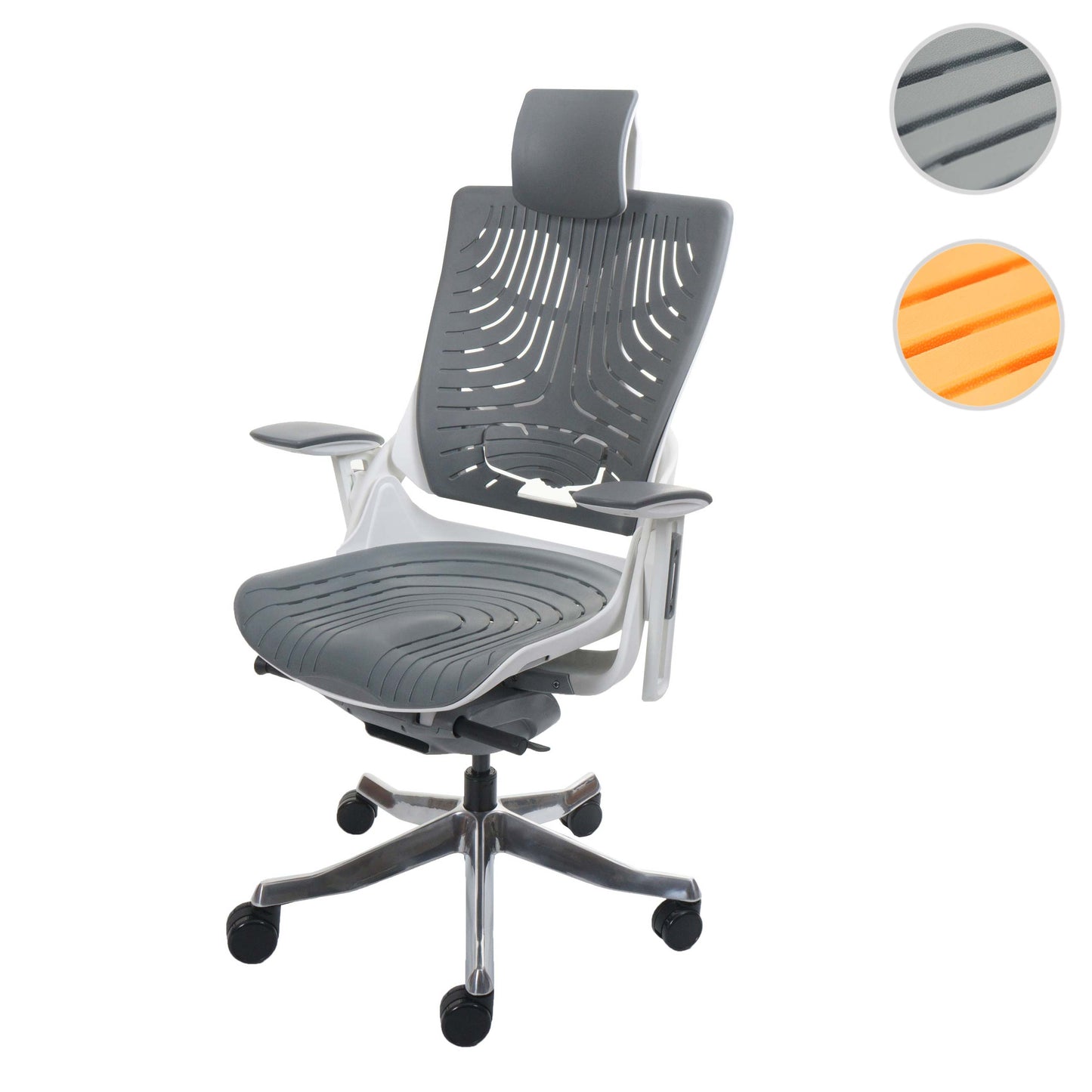 Bureaustoel MERRYFAIR Wau 2b, bureaustoel draaistoel, harde kuip, ergonomisch ~ grijs