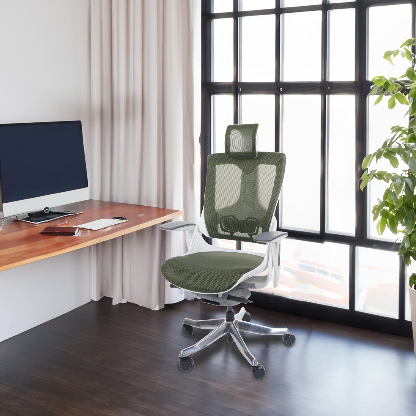 Bureaustoel MERRYFAIR Wau 2, bureaustoel draaistoel, bekleed/mesh, ergonomisch ~ groen