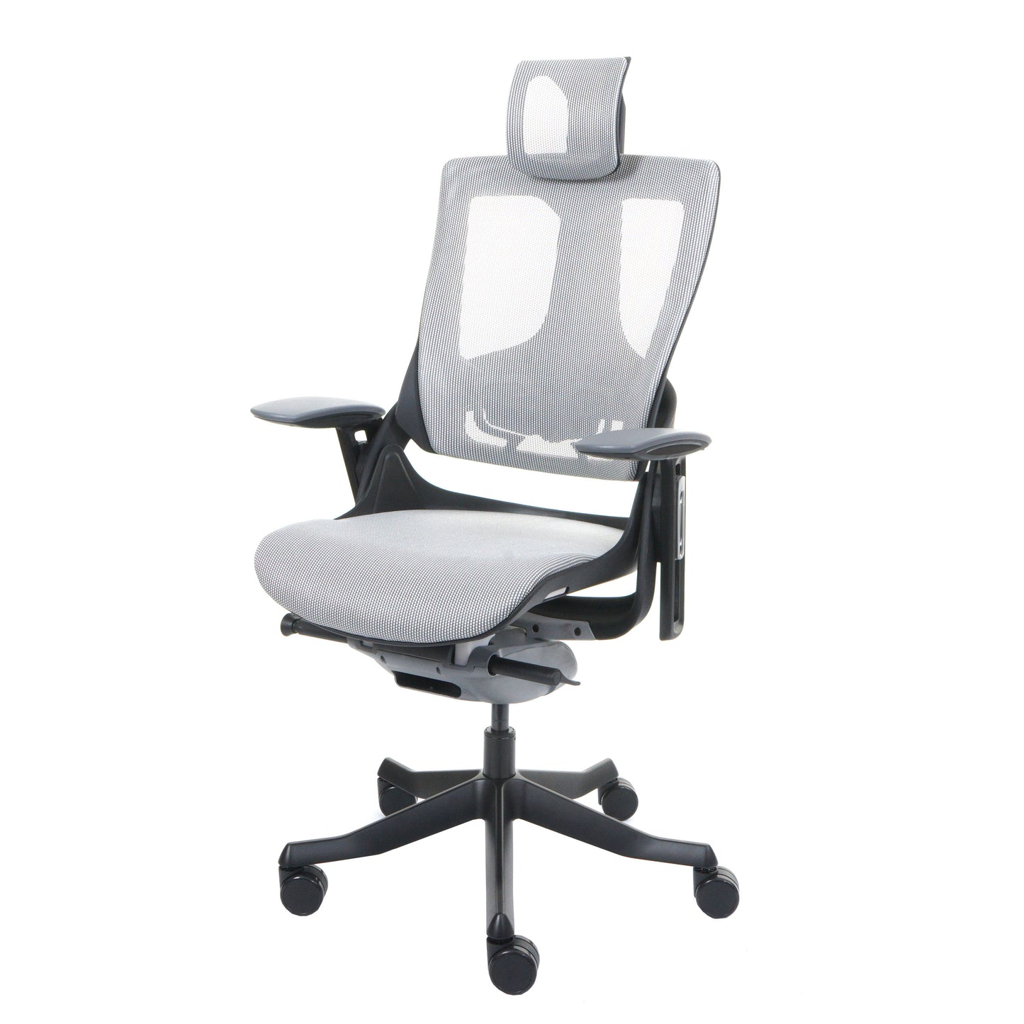 Bureaustoel MERRYFAIR Wau 2, bureaustoel draaistoel, bekleding/mesh, ergonomisch ~ wit-grijs, zwart frame