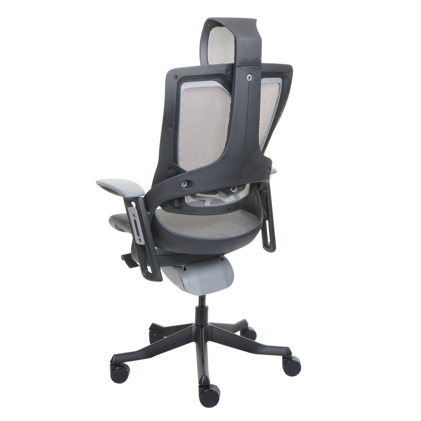 Bureaustoel MERRYFAIR Wau 2, bureaustoel draaistoel, bekleed/mesh, ergonomisch ~ zwart-grijs, zwart frame