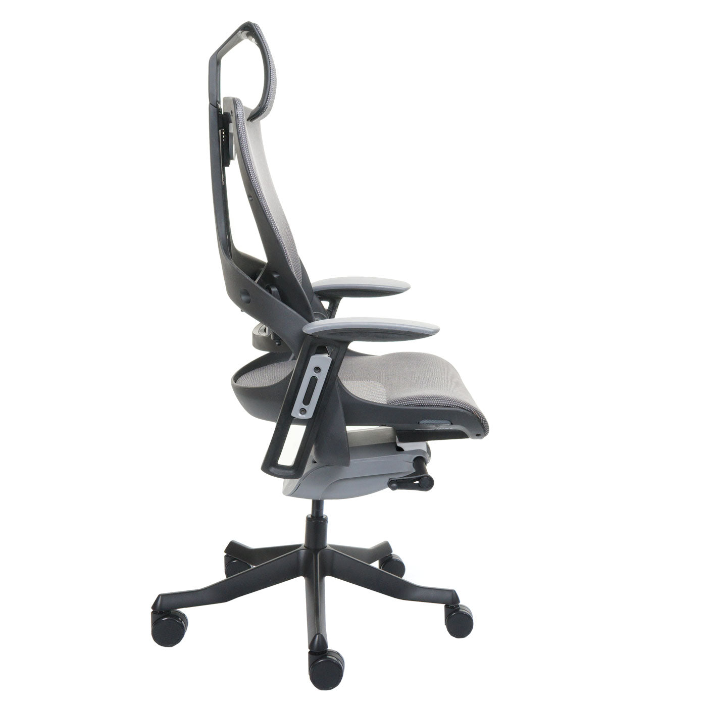 Bureaustoel MERRYFAIR Wau 2, bureaustoel draaistoel, bekleed/mesh, ergonomisch ~ zwart-grijs, zwart frame