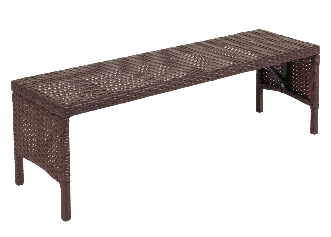 Poly rotan bank MCW-G16, tuinbank rotan bank, gastronomie 112cm ~ bruin, kussens crème