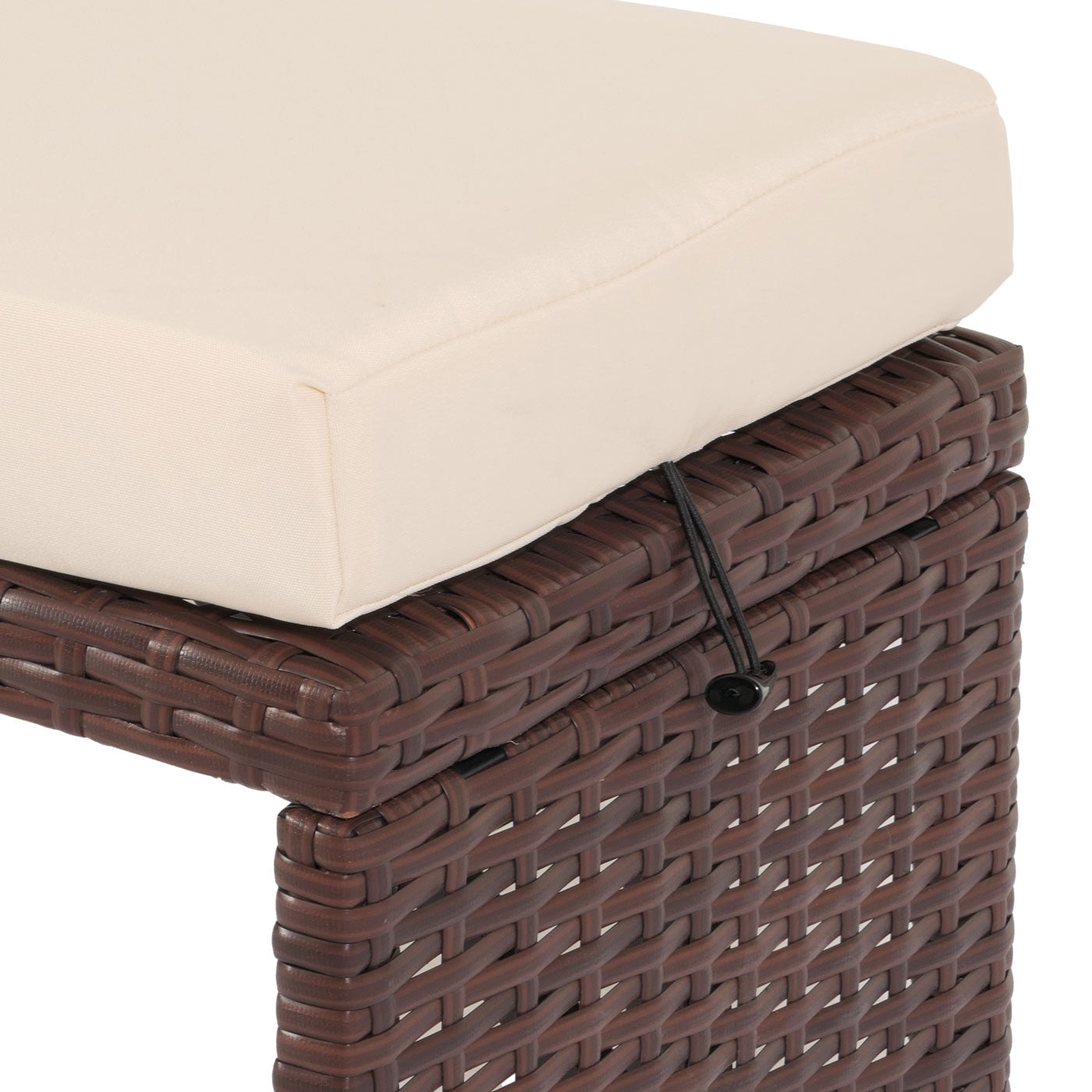 Poly rotan bank MCW-G16, tuinbank rotan bank, gastronomie 112cm ~ bruin, kussens crème