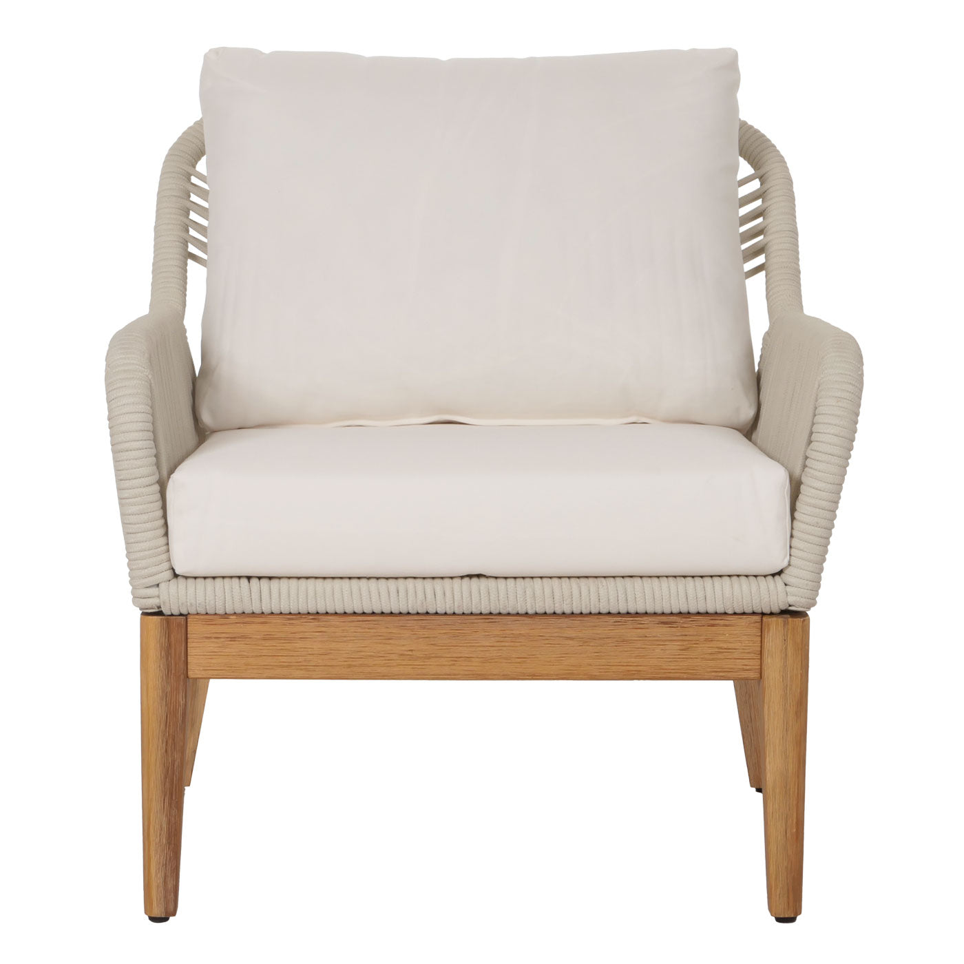 Tuinset MCW-H56b, loungeset tuin loungebank fauteuil tafel, touw vlechtwerk Touwhout acacia ~ crème