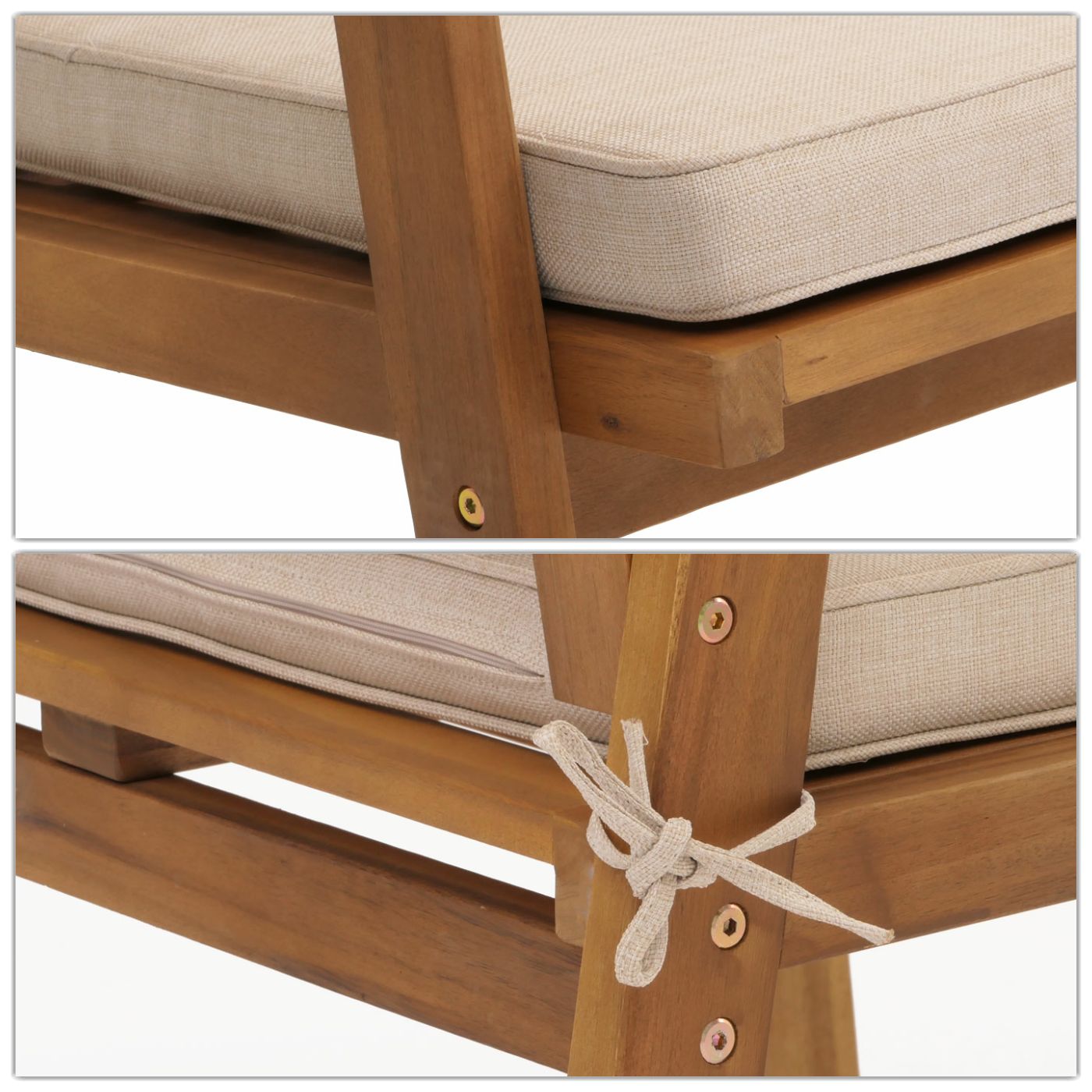 Tuinset MCW-N46, loungeset tuin loungebank fauteuil tafel, hout acacia MVG-gecertificeerd ~ kussens crème