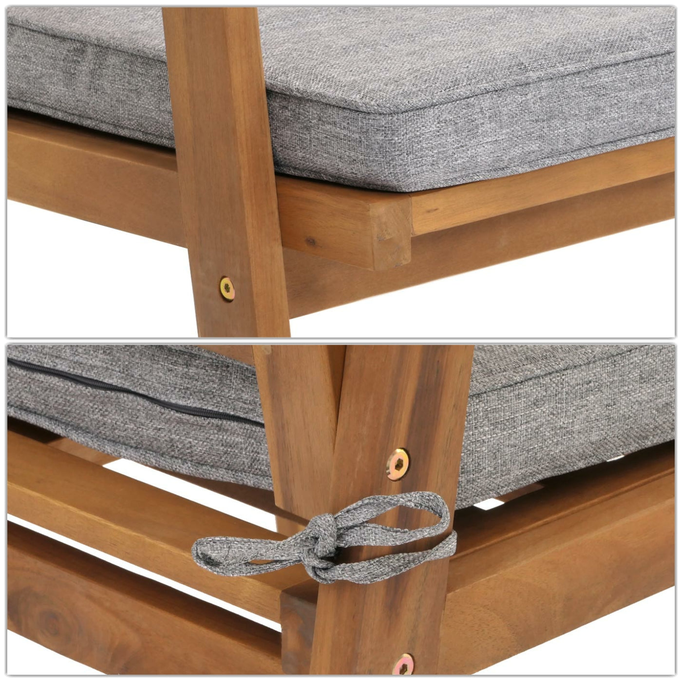 Tuinset MCW-N46, loungeset tuin loungebank fauteuil tafel, hout acacia MVG-gecertificeerd ~ kussens grijs