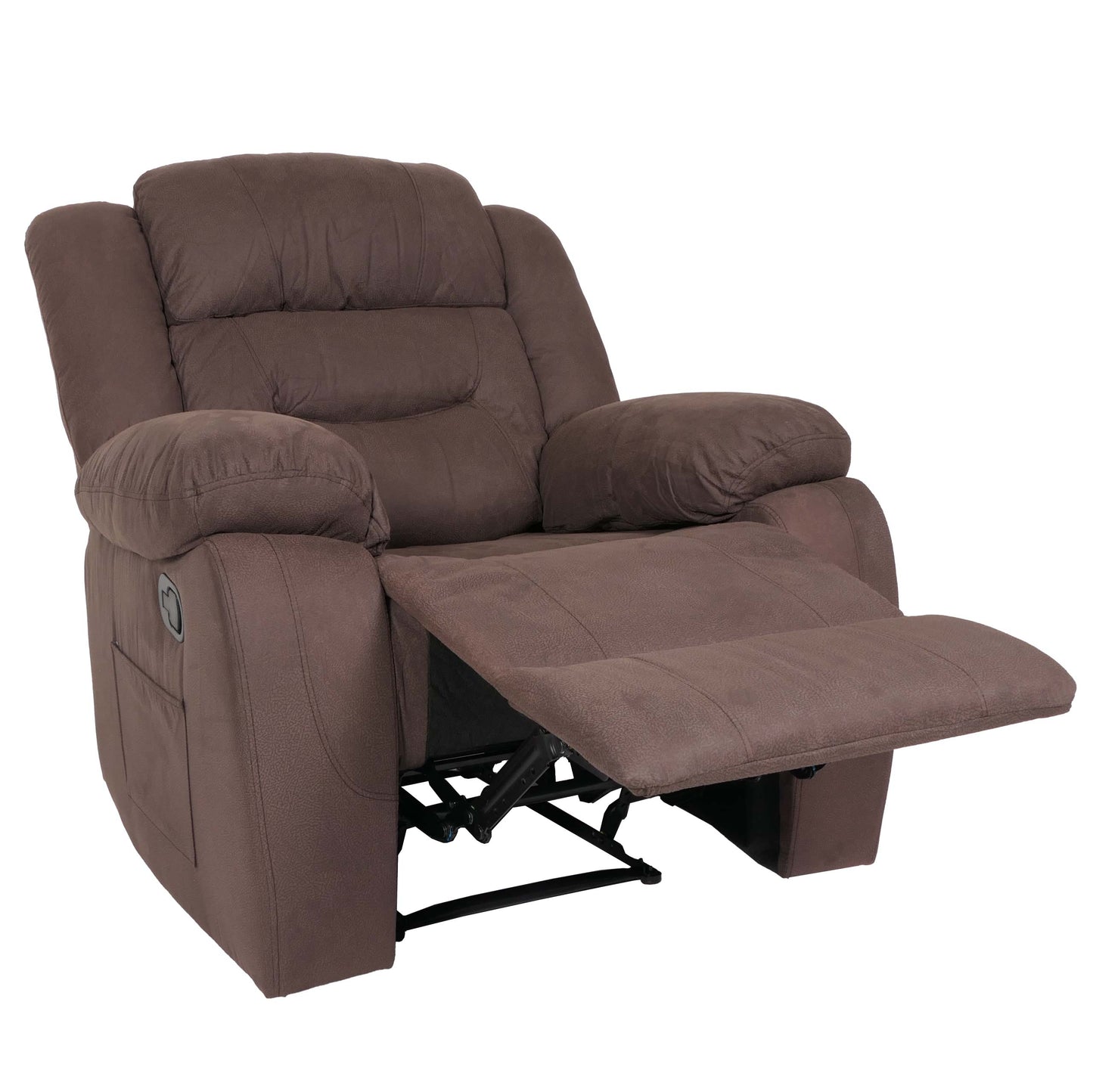 TV-fauteuil MCW-J57, XXL relaxfauteuil TV-fauteuil met nosag-vering suède look stof/textiel tot 200kg ~ bruin