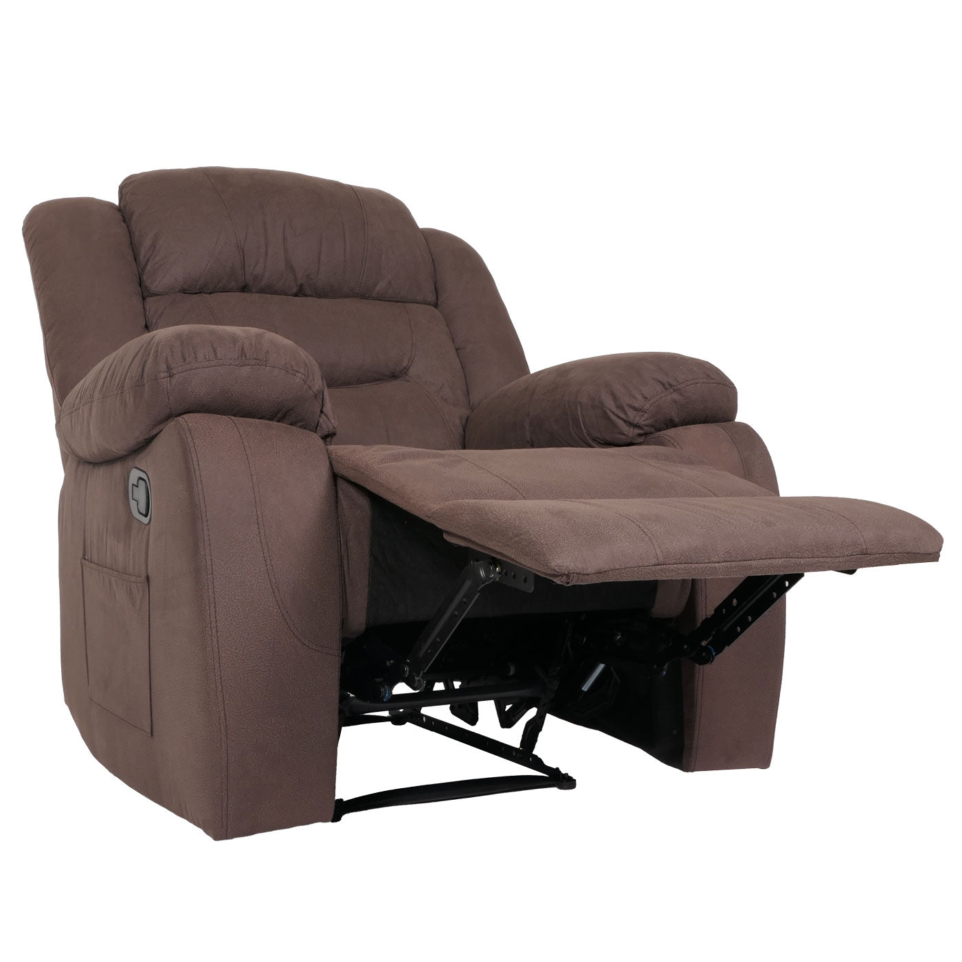 TV-fauteuil MCW-J57, XXL relaxfauteuil TV-fauteuil met nosag-vering suède look stof/textiel tot 200kg ~ bruin