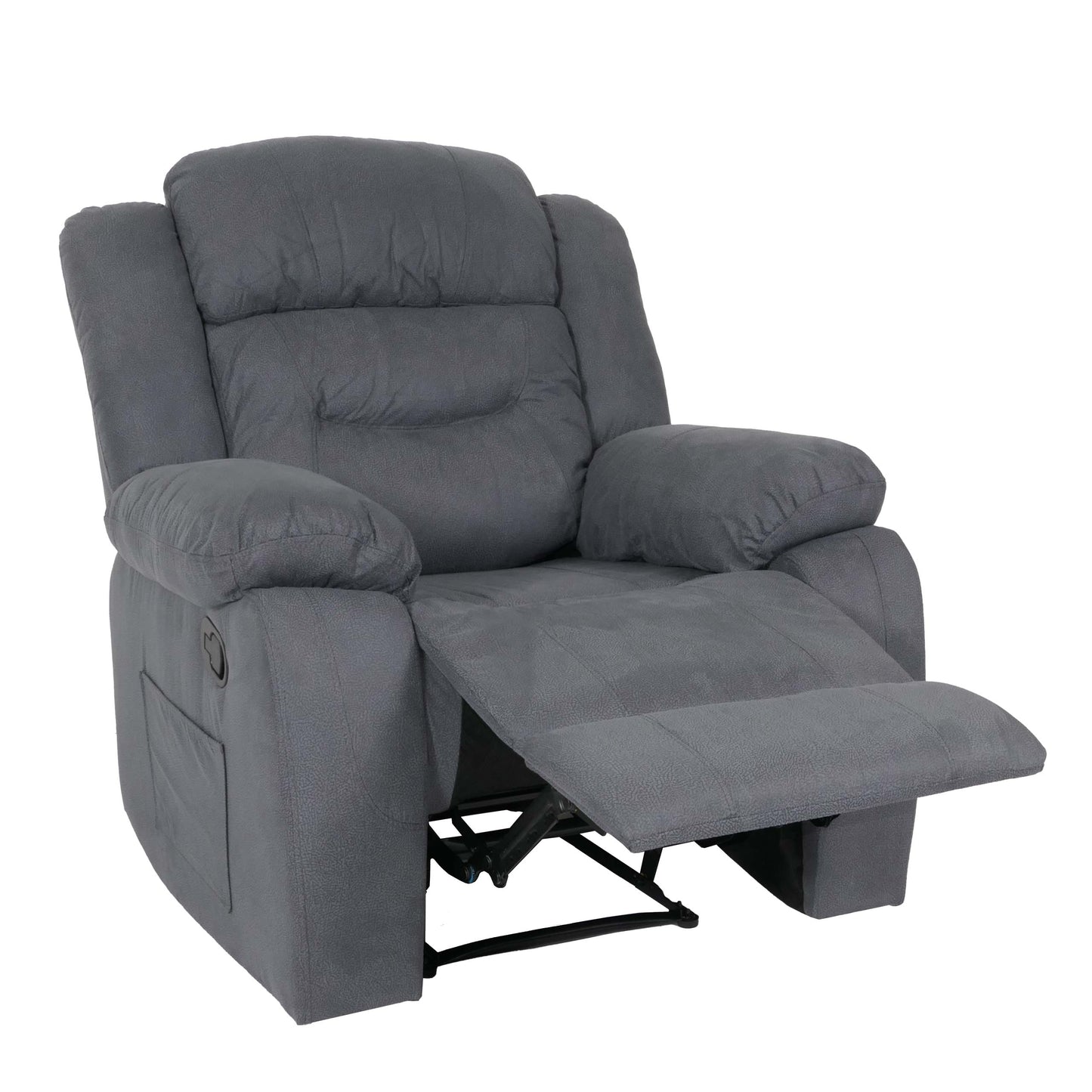 TV-fauteuil MCW-J57, XXL relaxfauteuil TV-fauteuil met nosag-vering suède look stof/textiel tot 200kg ~ grijs blauw