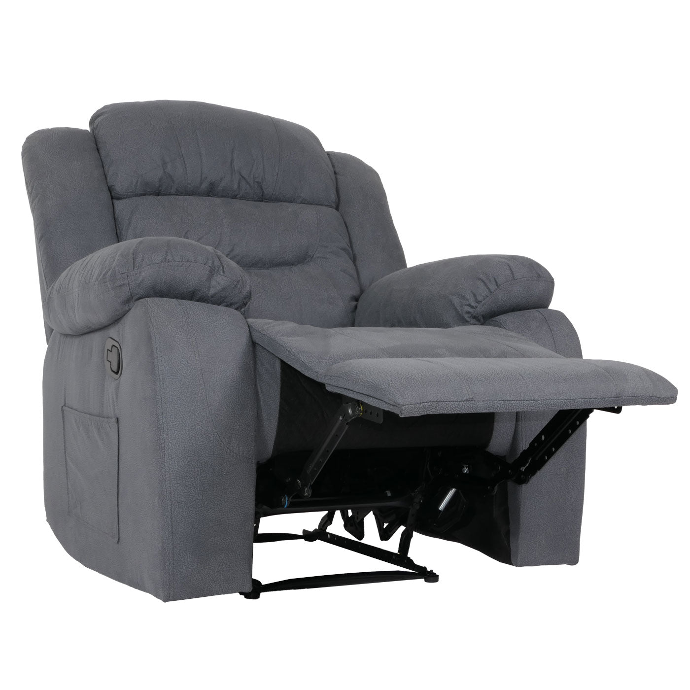 TV-fauteuil MCW-J57, XXL relaxfauteuil TV-fauteuil met nosag-vering suède look stof/textiel tot 200kg ~ grijs blauw