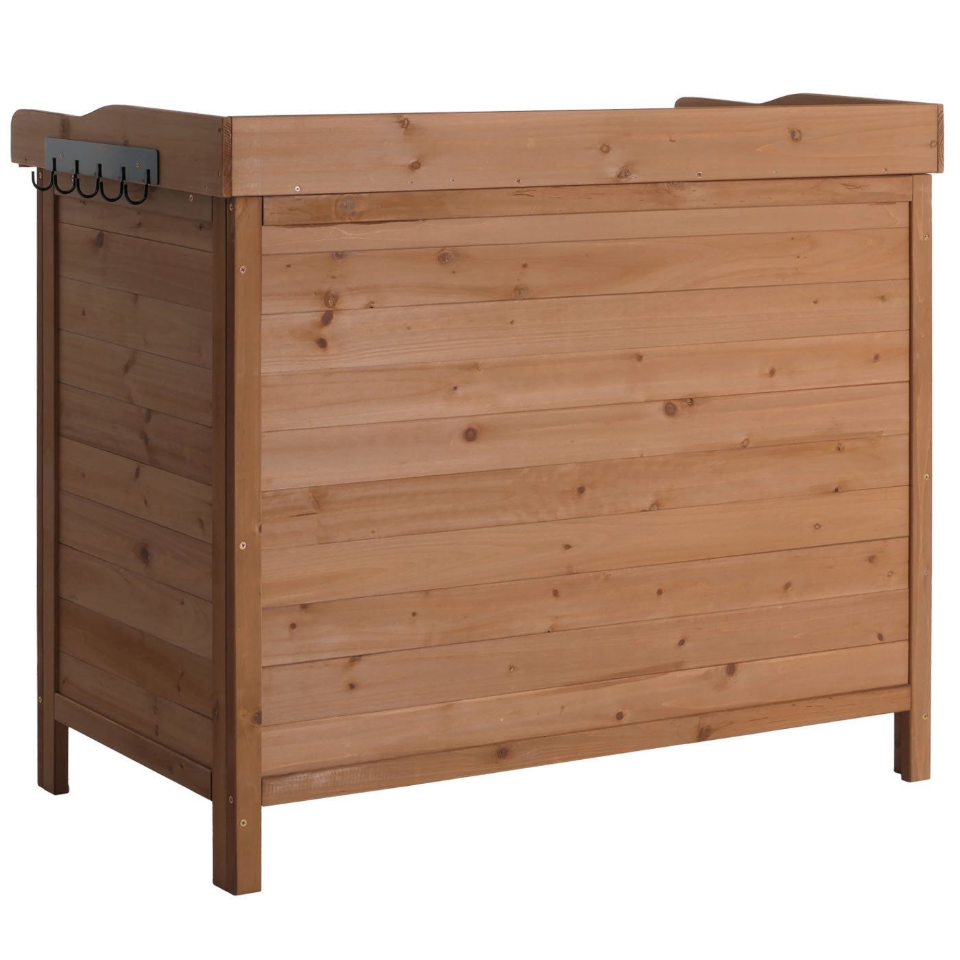 Tuinkast met werkblad MCW-L69, planttafel, outdoor sparrenhout MVG-gecertificeerd 86x104x52cm ~ bruin