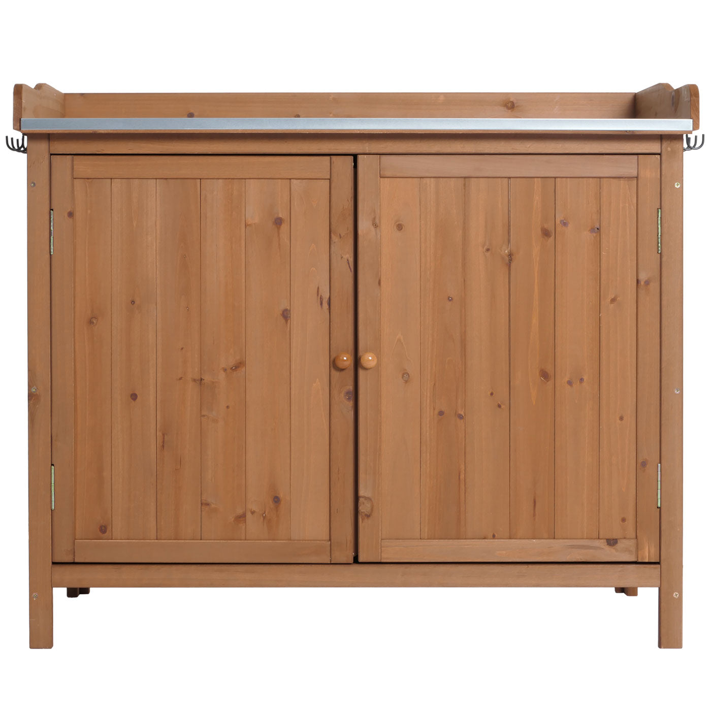 Tuinkast met werkblad MCW-L69, planttafel, outdoor sparrenhout MVG-gecertificeerd 86x104x52cm ~ bruin
