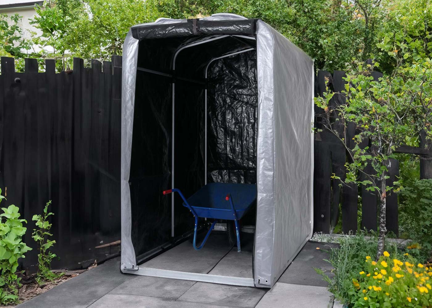 Tuinhuisje MCW-N61, tuinhuisje gereedschap tuinhuisje, aluminium UV-bescherming waterdicht, 201x157x201cm ~ zilver