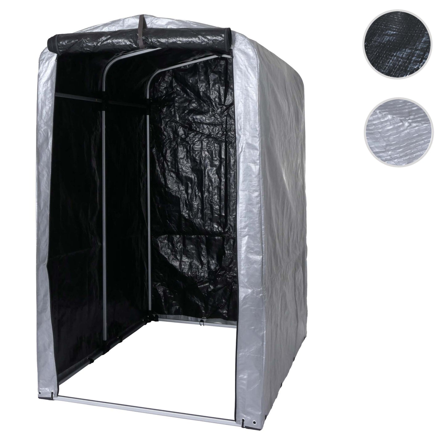 Tuinhuisje MCW-N61, tuinhuisje gereedschap tuinhuisje, aluminium UV-bescherming waterdicht, 201x121x201cm ~ zilver