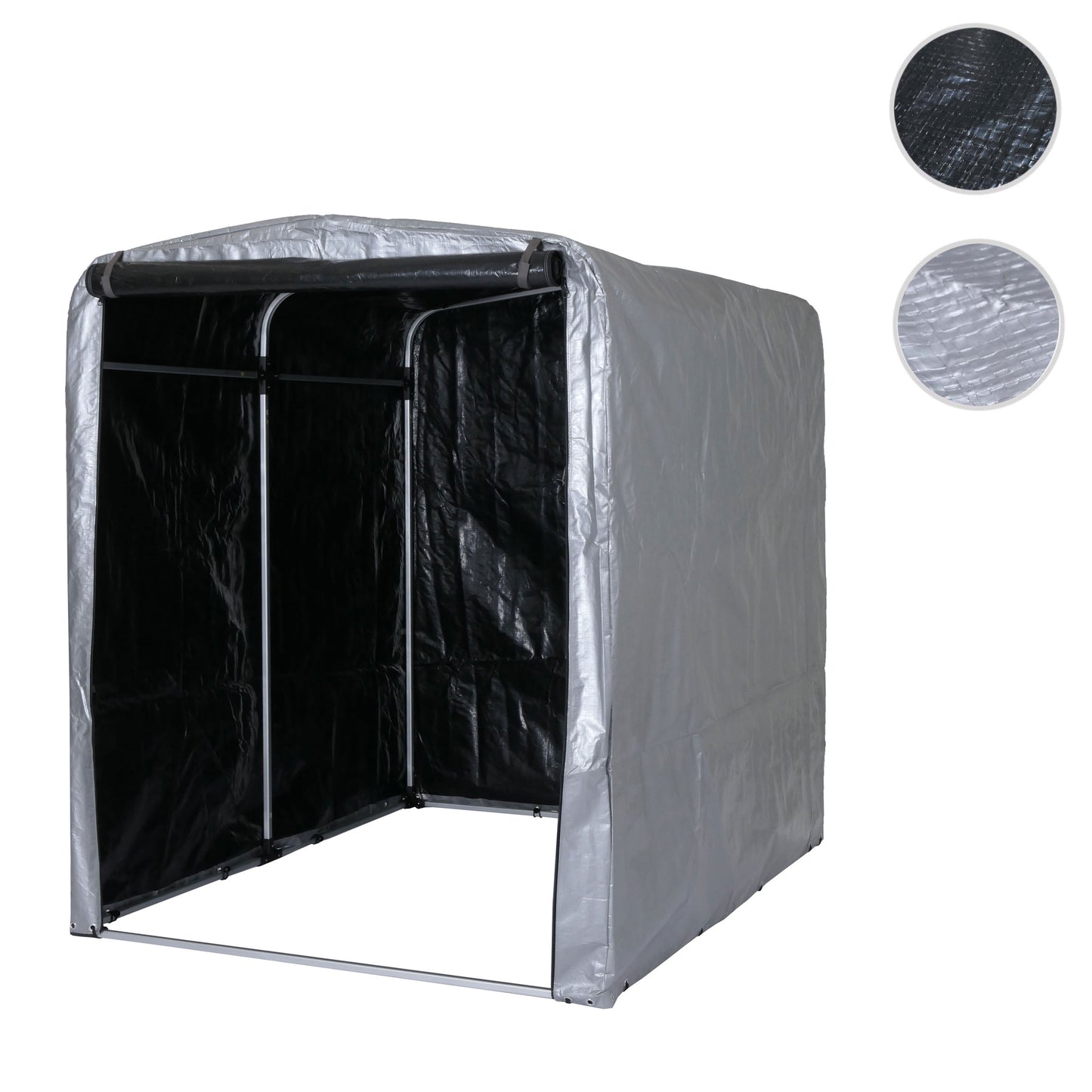 Tuinhuisje MCW-N61, tuinhuisje gereedschap tuinhuisje, aluminium UV-bescherming waterdicht, 201x157x201cm ~ zilver