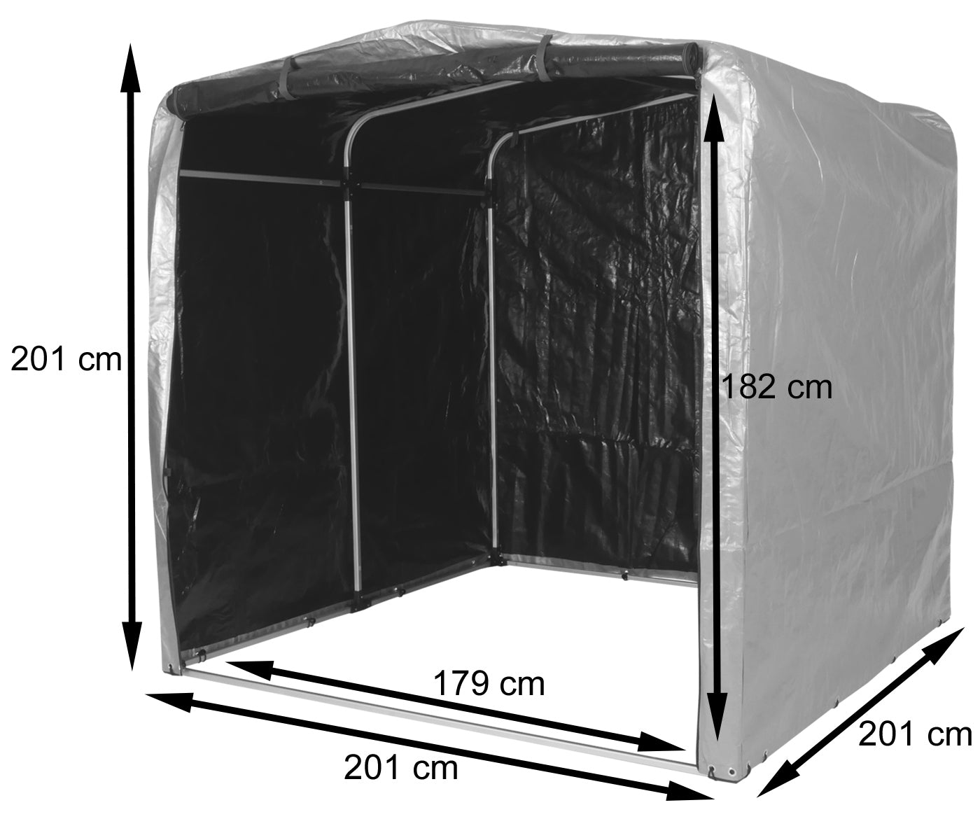 Tuinhuisje MCW-N61, tuinhuisje gereedschap tuinhuisje, aluminium UV-bescherming waterdicht, 201x201x201cm ~ antraciet