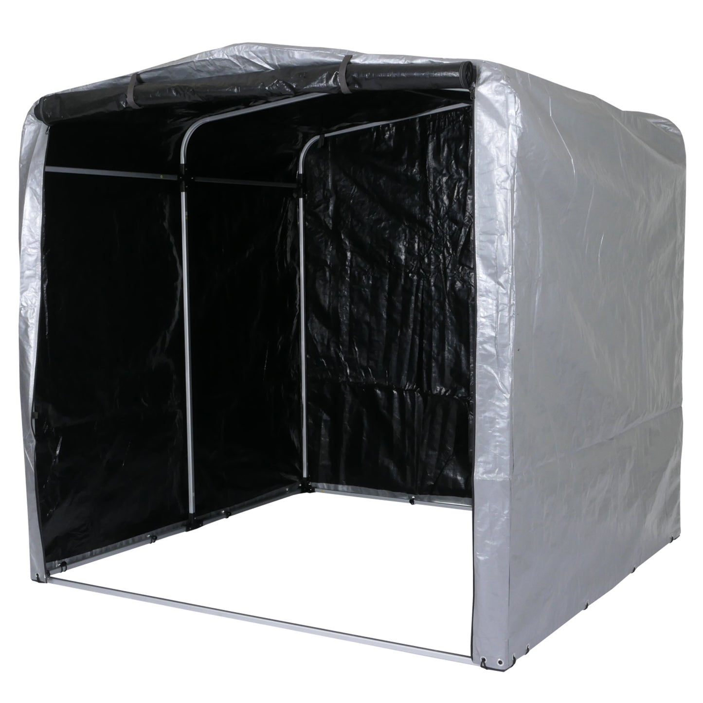 Tuinhuisje MCW-N61, tuinhuisje gereedschap tuinhuisje, aluminium UV-bescherming waterdicht, 201x201x201cm ~ zilver