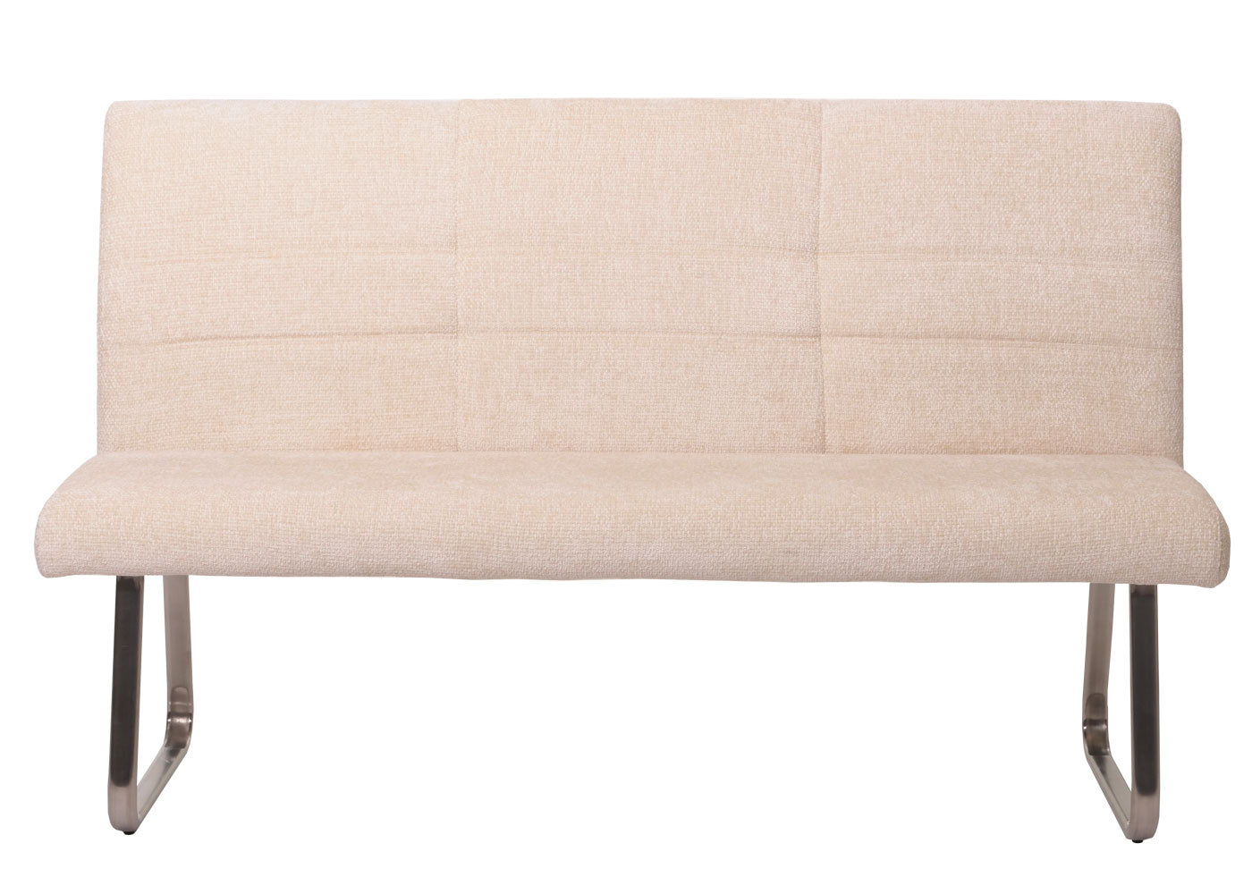 Eetkamerset MCW-G55, set van 4 stoelen met armleuningen + bank 160cm, geborsteld roestvrij staal stof/textiel chenille ~ crème