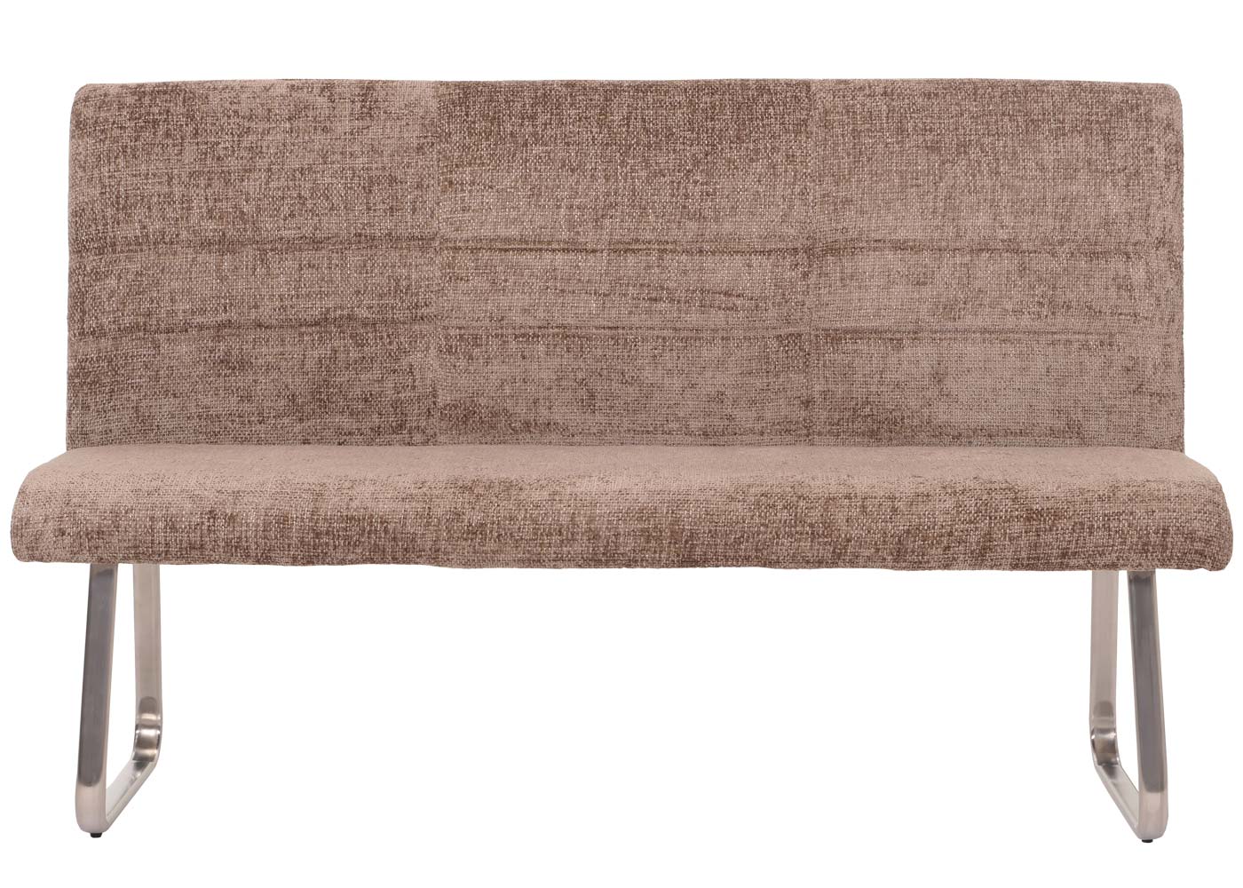 Eetkamerset MCW-G55, set van 4 stoelen met armleuningen + bank 160cm, geborsteld roestvrij staal stof/textiel chenille ~ bruin