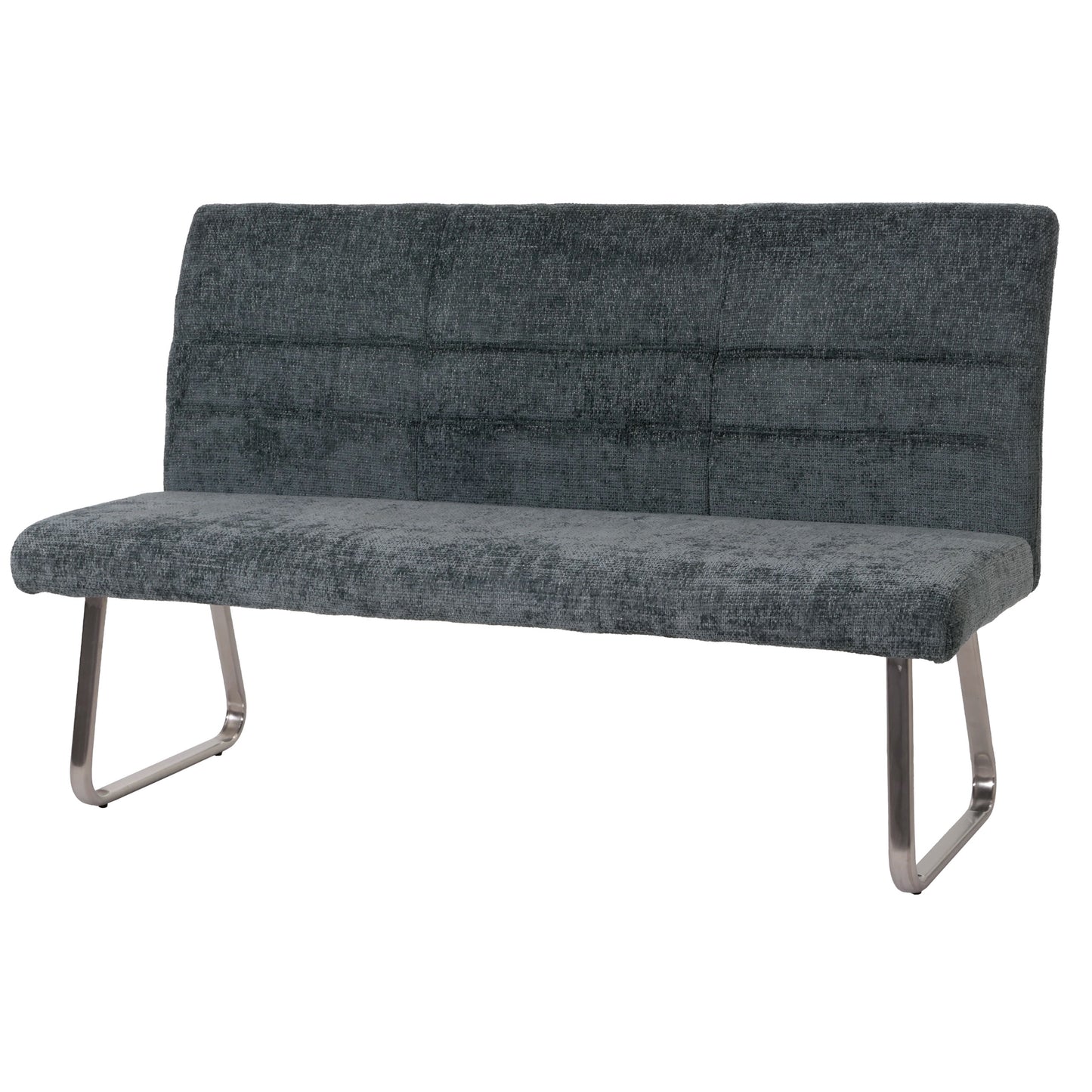 Bank MCW-G55, eetkamerbank, geborsteld roestvrij staal stof/textiel chenille Oeko-Tex, 160cm ~ blauwgroen