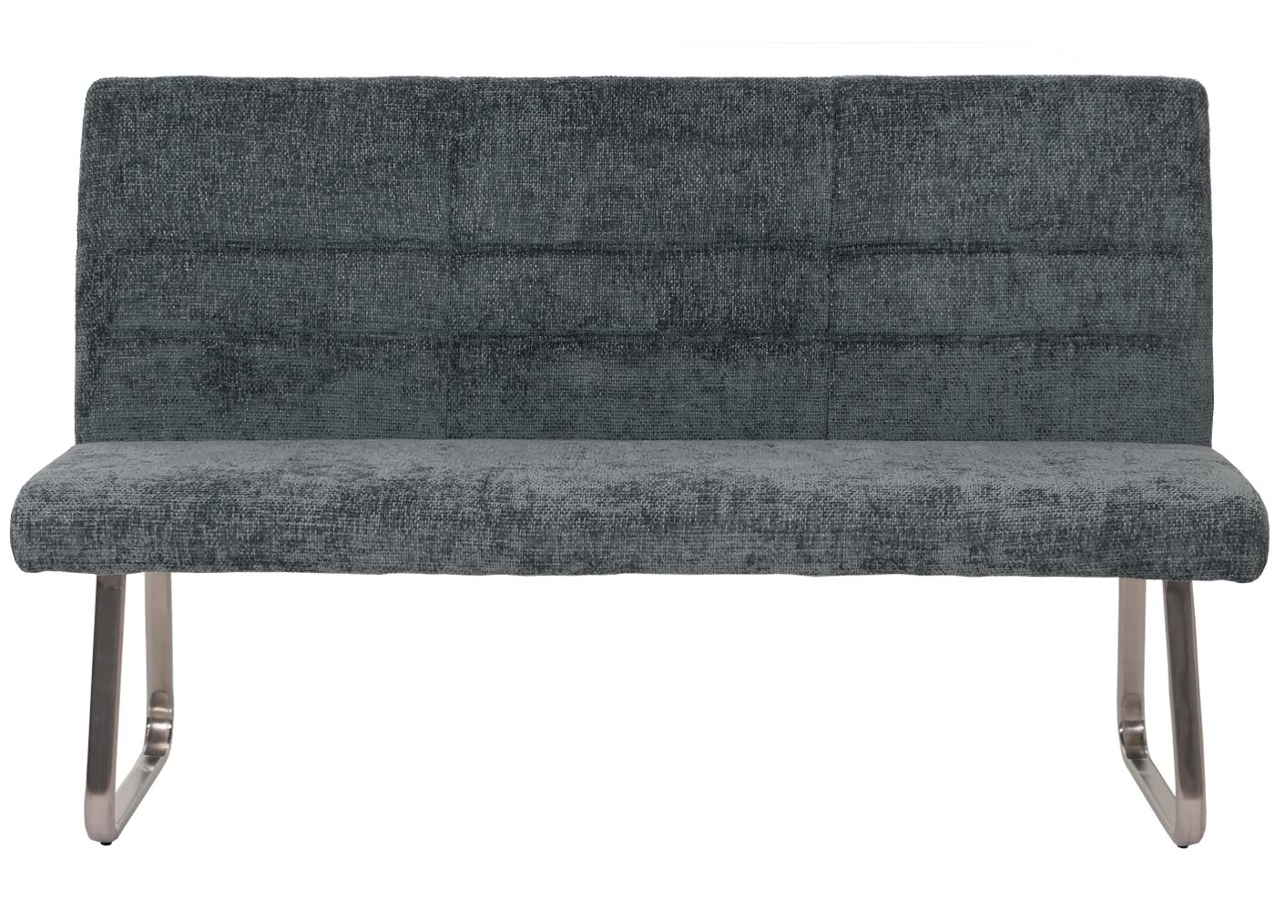 Bank MCW-G55, eetkamerbank, geborsteld roestvrij staal stof/textiel chenille Oeko-Tex, 160cm ~ blauwgroen
