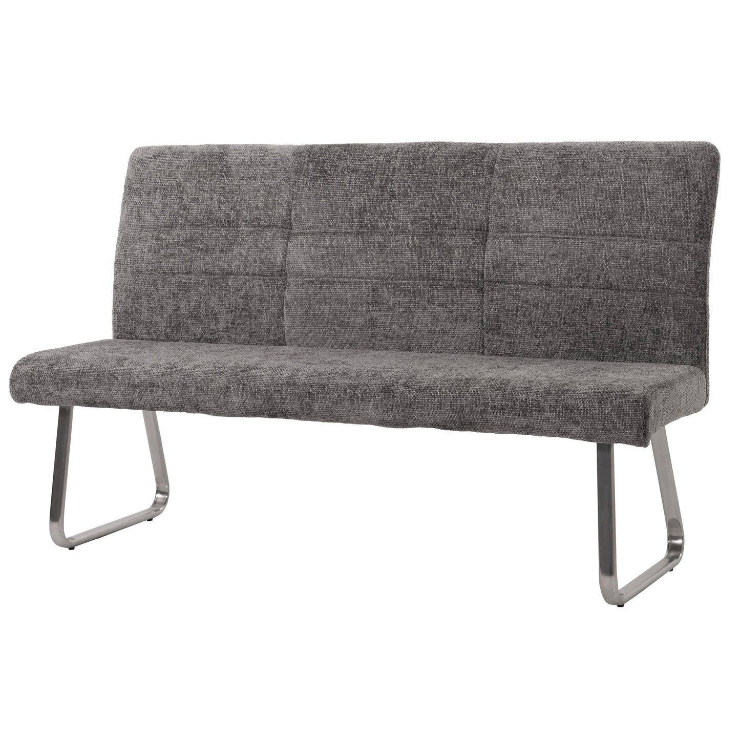 Bank MCW-G55, eetkamerbank, geborsteld roestvrij staal stof/textiel chenille Oeko-Tex, 160cm ~ donkergrijs