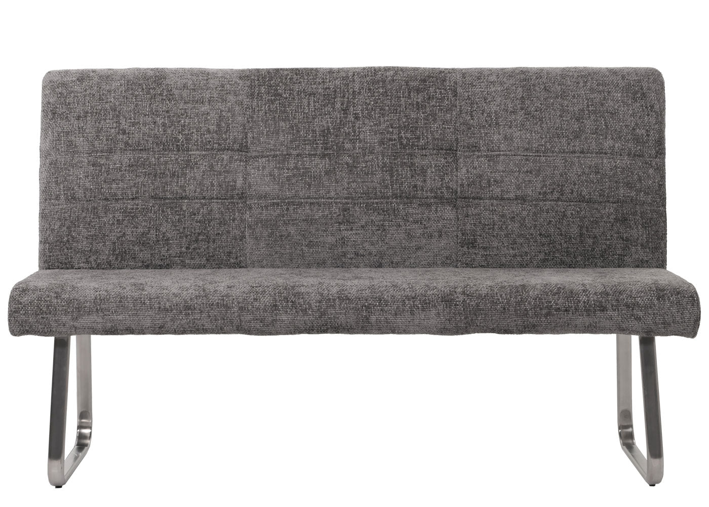 Bank MCW-G55, eetkamerbank, geborsteld roestvrij staal stof/textiel chenille Oeko-Tex, 160cm ~ donkergrijs