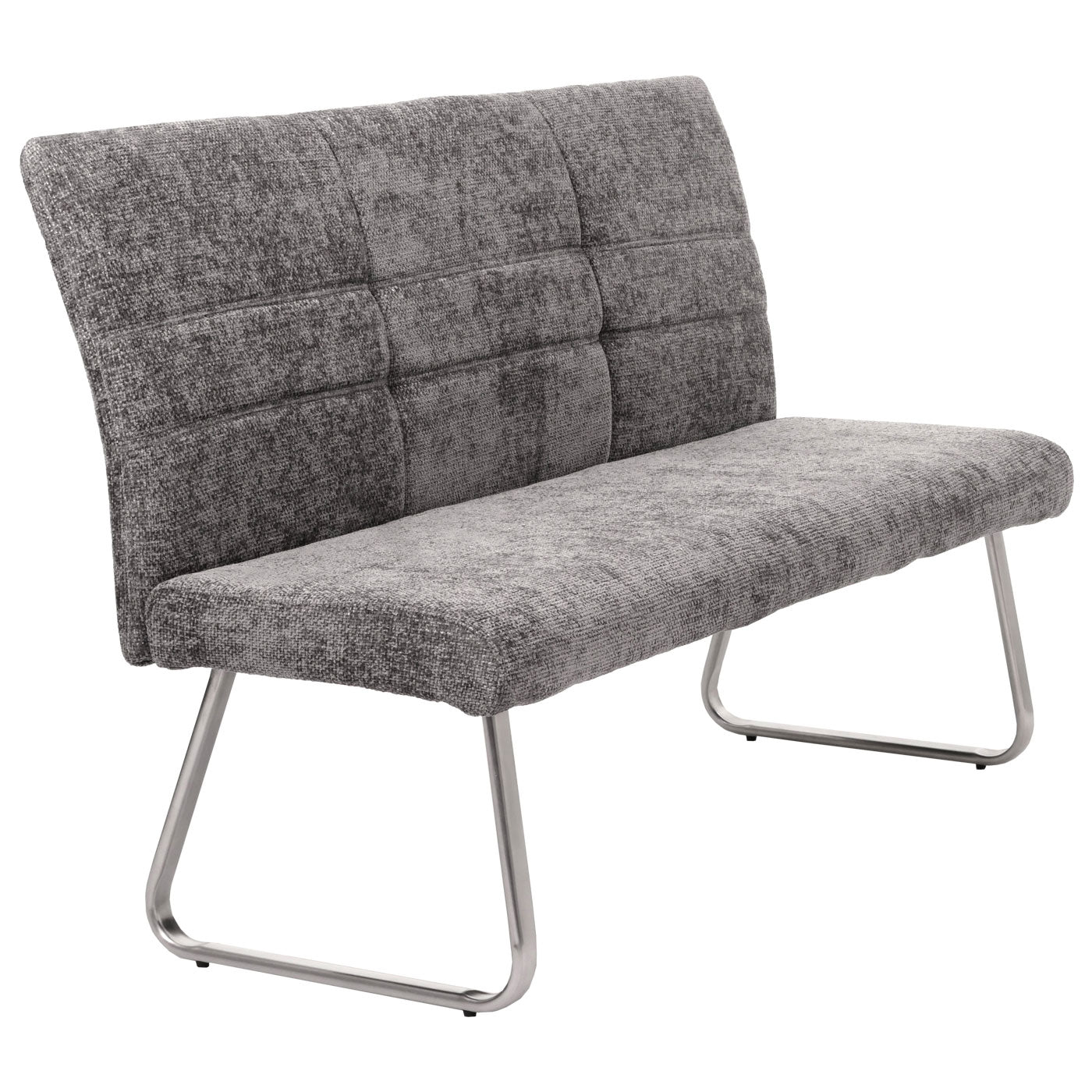 Bank MCW-G55, eetkamerbank, geborsteld roestvrij staal stof/textiel chenille Oeko-Tex, 160cm ~ donkergrijs