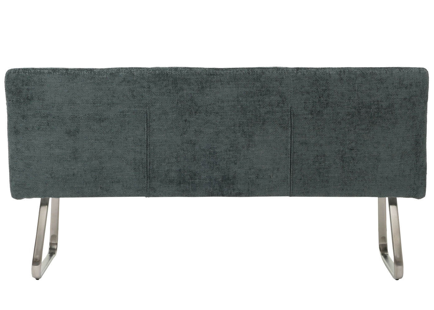 Bank MCW-H70, eetkamerbank gestoffeerde bank, rugleuning stof/textiel chenille roestvrij staal geborsteld 180cm ~ blauwgroen