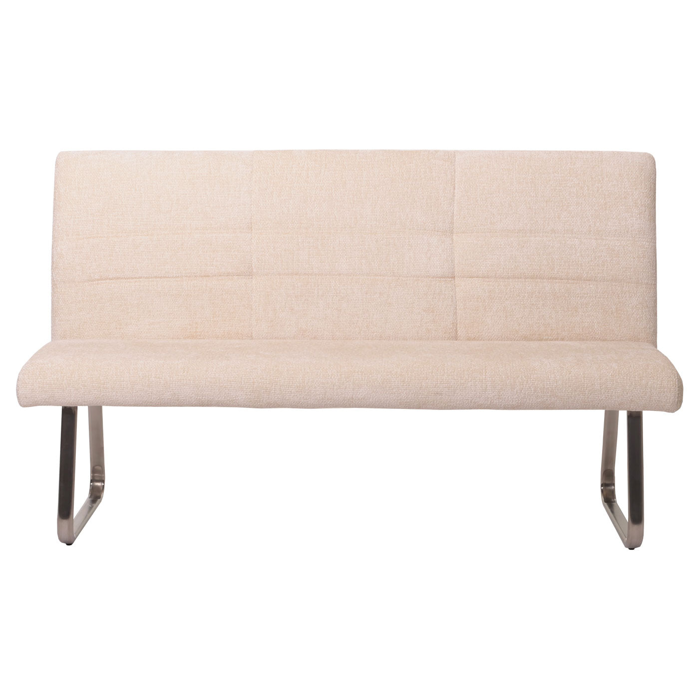 Eetkamerset MCW-G55, set van 4 stoelen met armleuningen + zitbank 180cm, geborsteld roestvrij staal stof/textiel chenille ~ crème