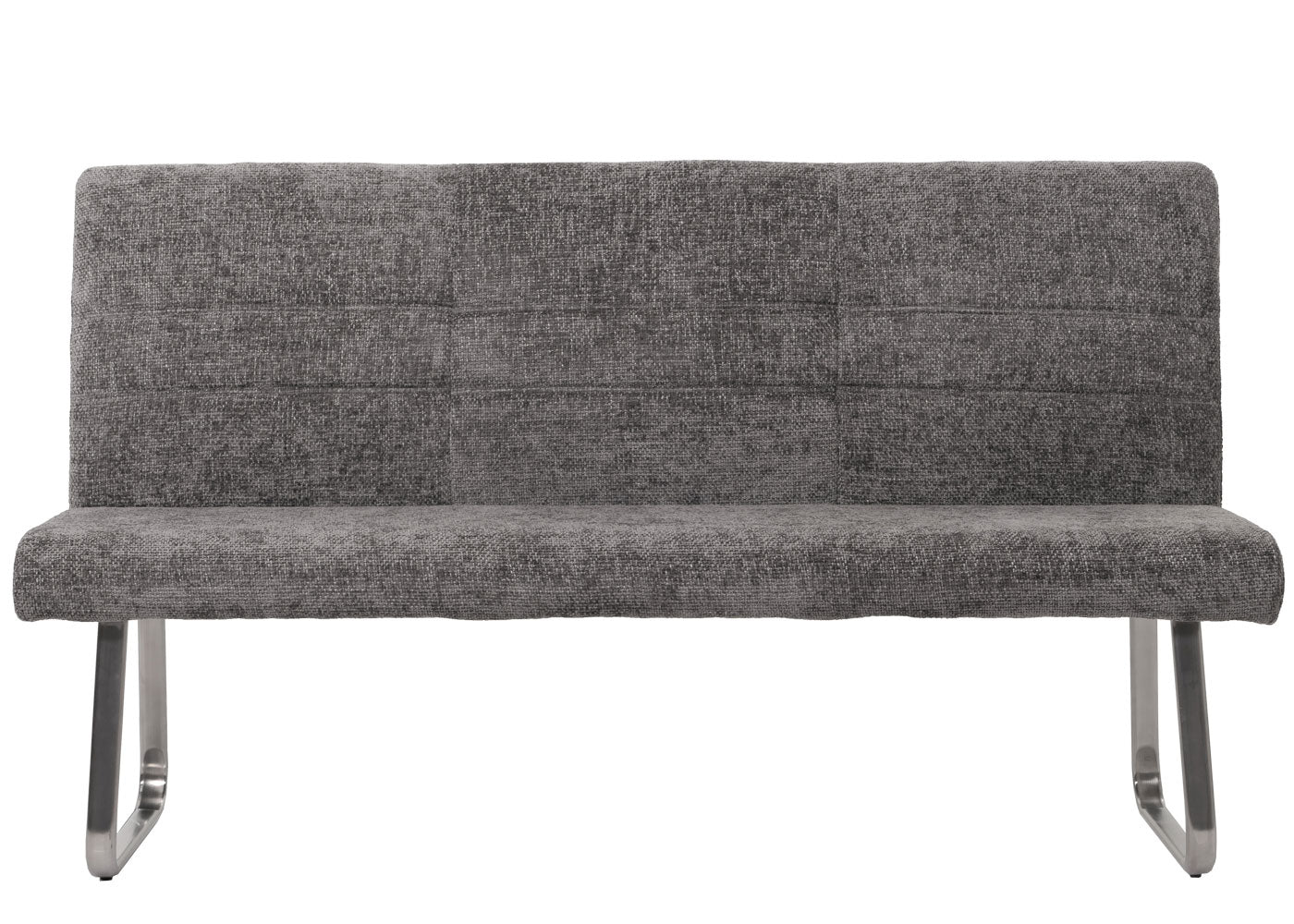 Eetkamerset MCW-G55, set van 2 stoelen met armleuningen + zitbank 180cm, geborsteld roestvrij staal stof/textiel chenille ~ donkergrijs