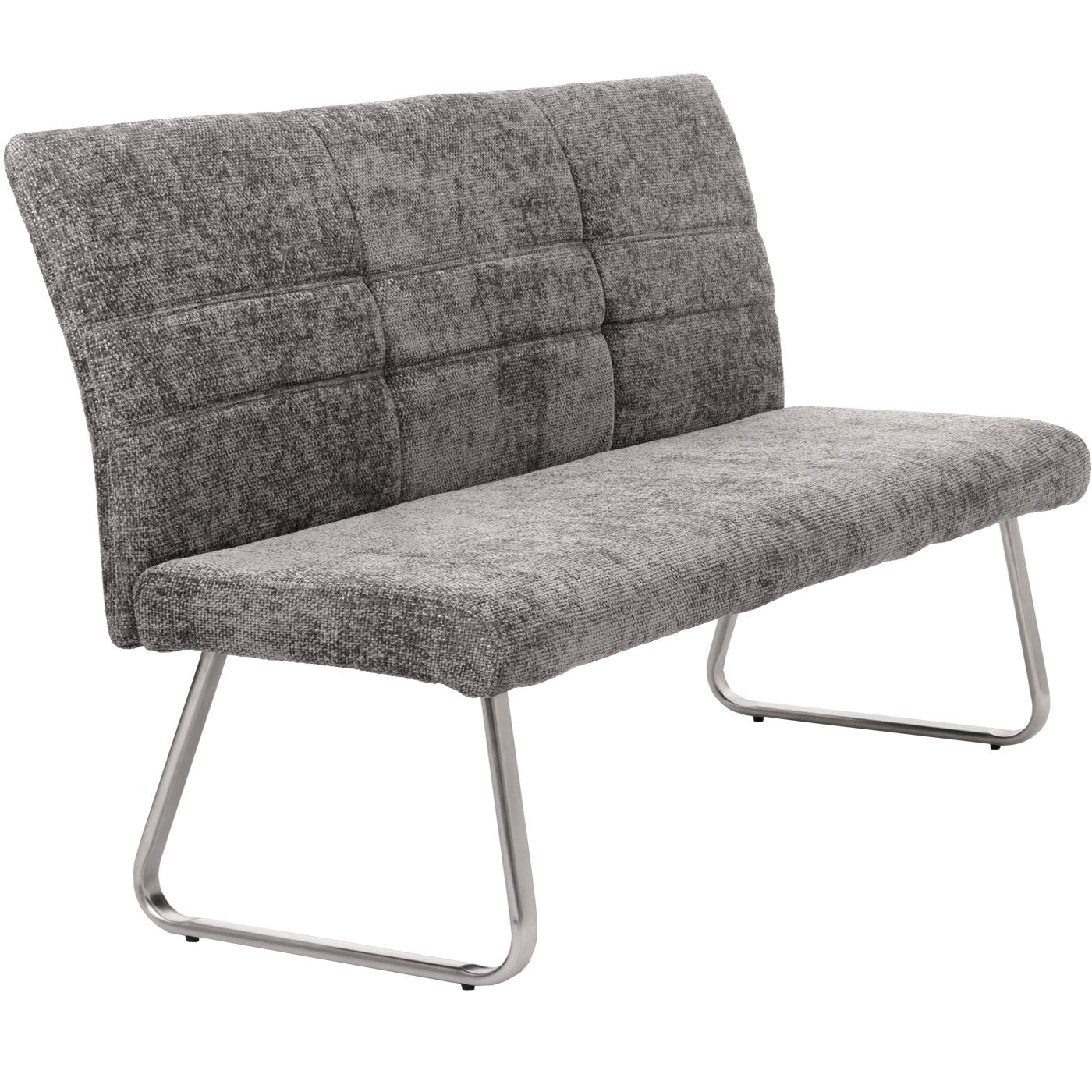 Bank MCW-G55, eetkamerbank, geborsteld roestvrij staal stof/textiel chenille Oeko-Tex, 180cm ~ donkergrijs