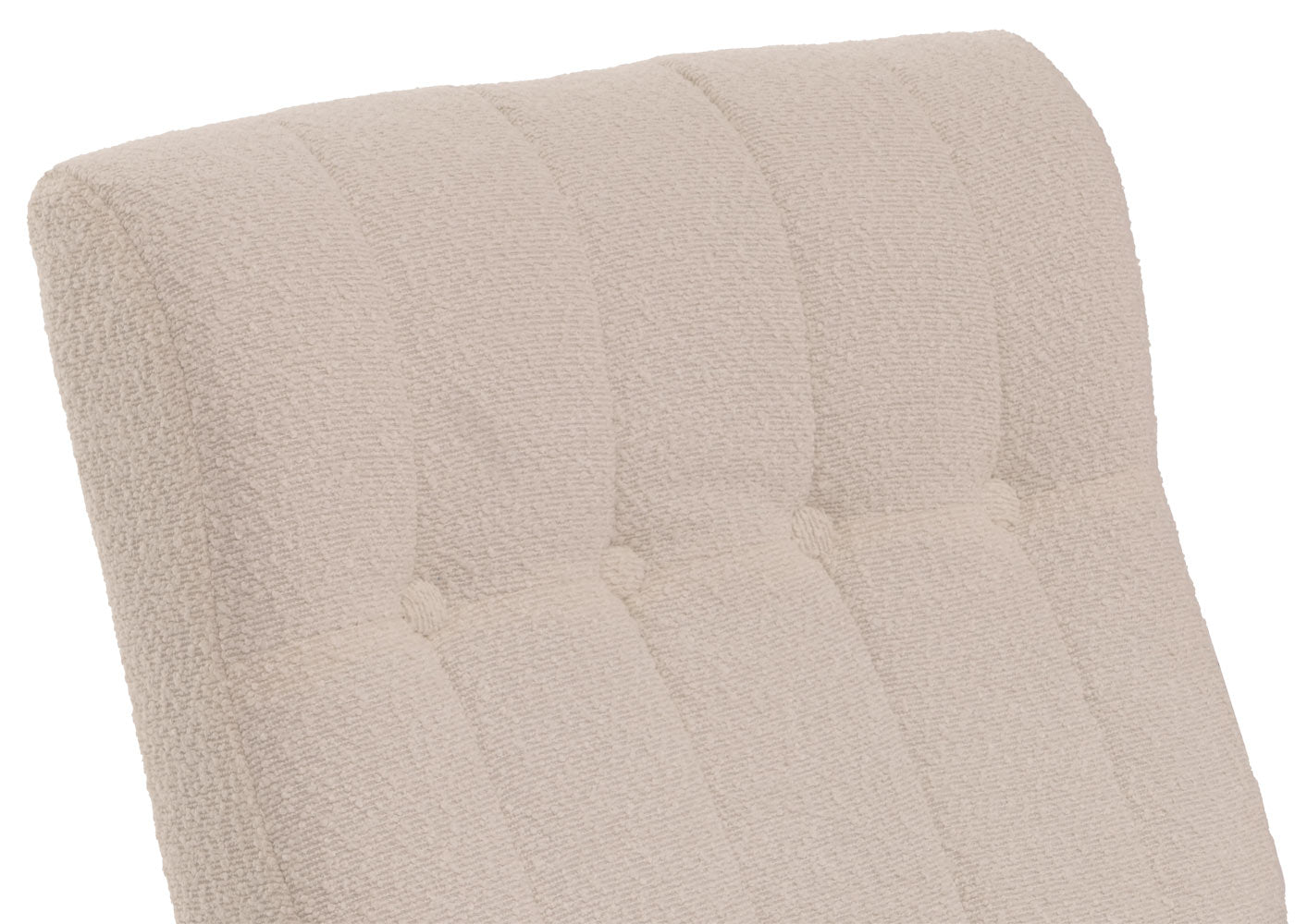 Schommelstoel MCW-K10, relaxfauteuil, hout MVG stof/textiel bouclé (450g/m²) ~ beige, frame walnoot-look