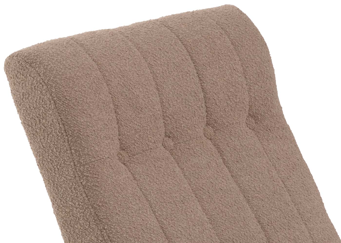 Schommelstoel MCW-K10, relaxfauteuil, hout MVG stof/textiel bouclé (450g/m²) ~ taupe, frame walnoot-look