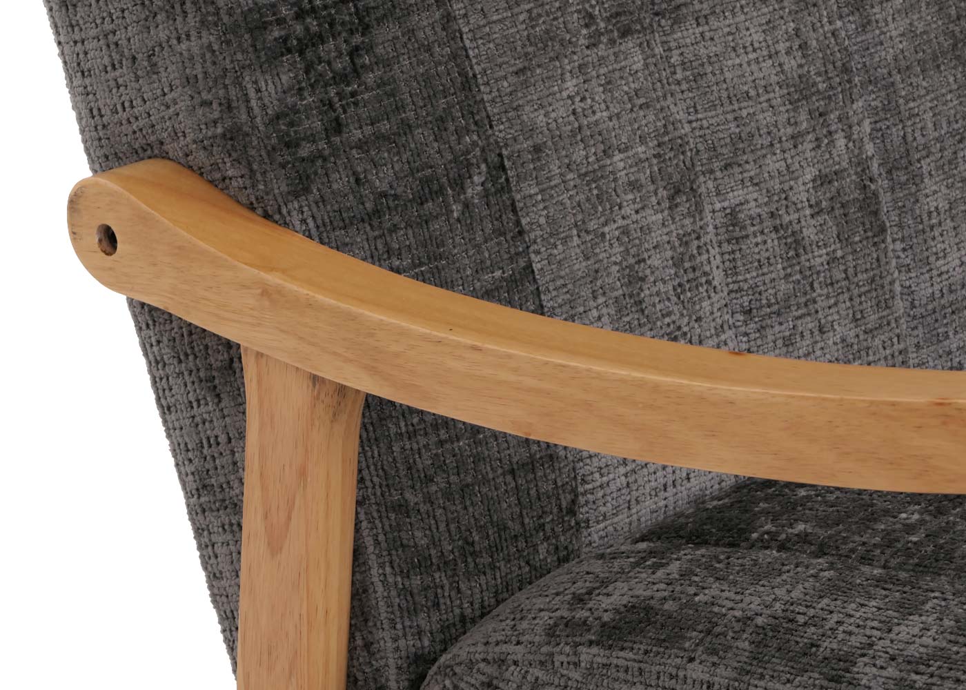Schommelstoel MCW-K10, relaxfauteuil, hout MVG stof/textiel chenille (465g/m²) ~ donkergrijs, frame naturel