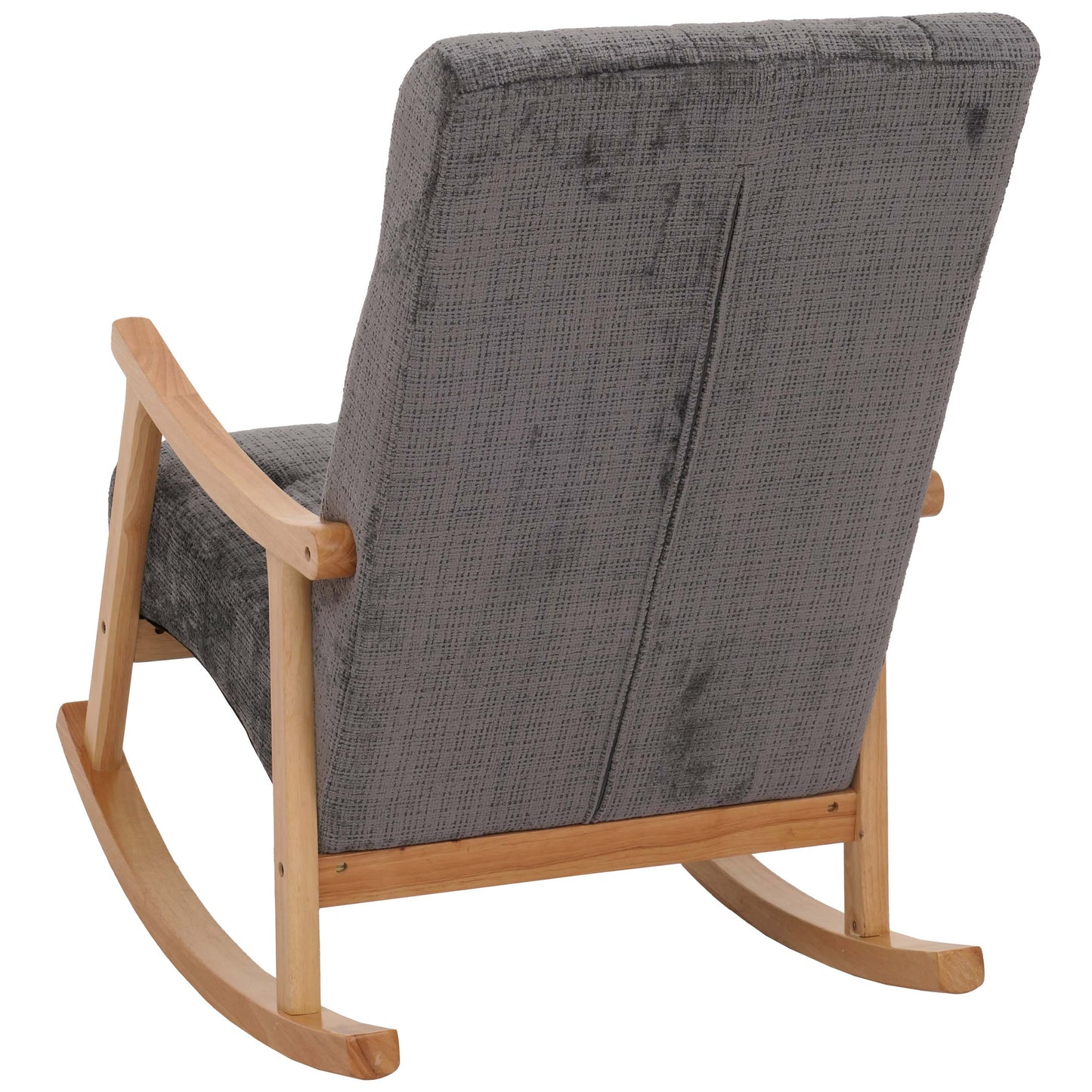 Schommelstoel MCW-K10, relaxfauteuil, hout MVG stof/textiel chenille (465g/m²) ~ donkergrijs, frame naturel