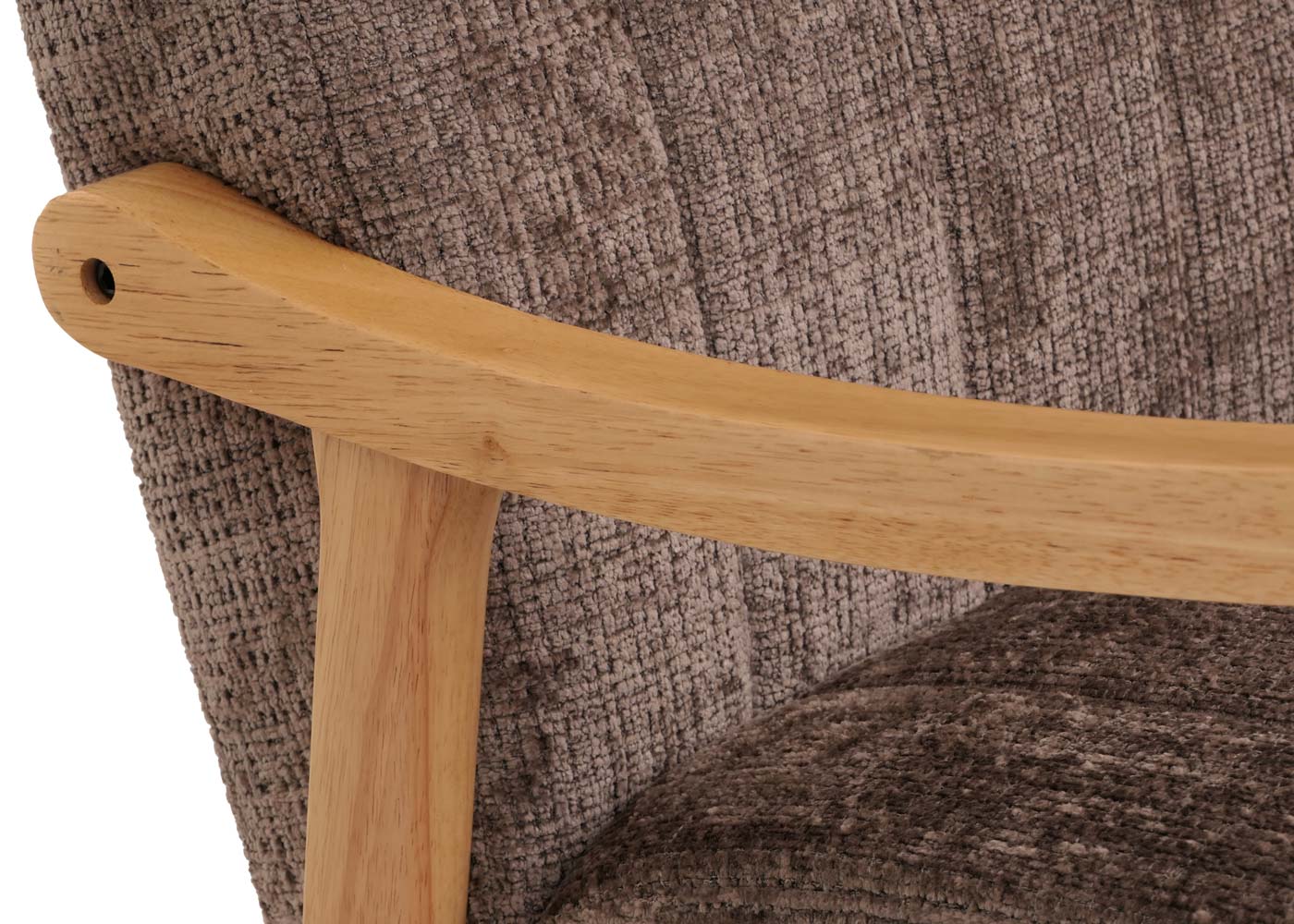 Schommelstoel MCW-K10, relaxfauteuil, hout MVG stof/textiel chenille (465g/m²) ~ bruin, frame naturel