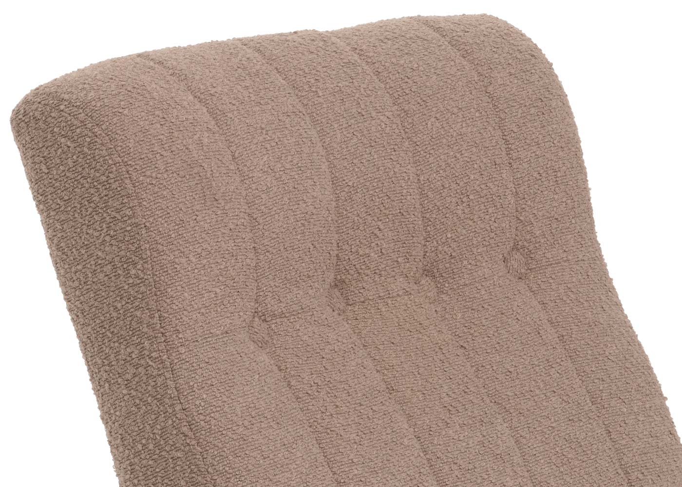 Schommelstoel MCW-K10, relaxfauteuil, hout MVG stof/textiel bouclé (450g/m²) ~ taupe, frame naturel