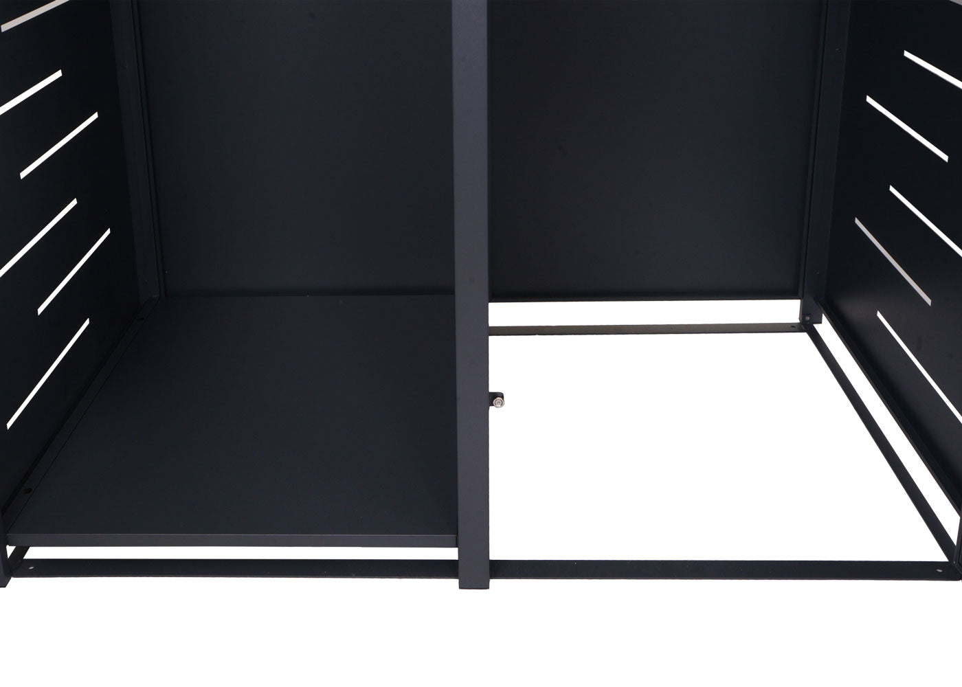 2 afvalemmerbehuizing met brandhoutrek MCW-E83, afvalemmerbox, uittrekbaar 117x198x82cm 80kg ~ antraciet, staal